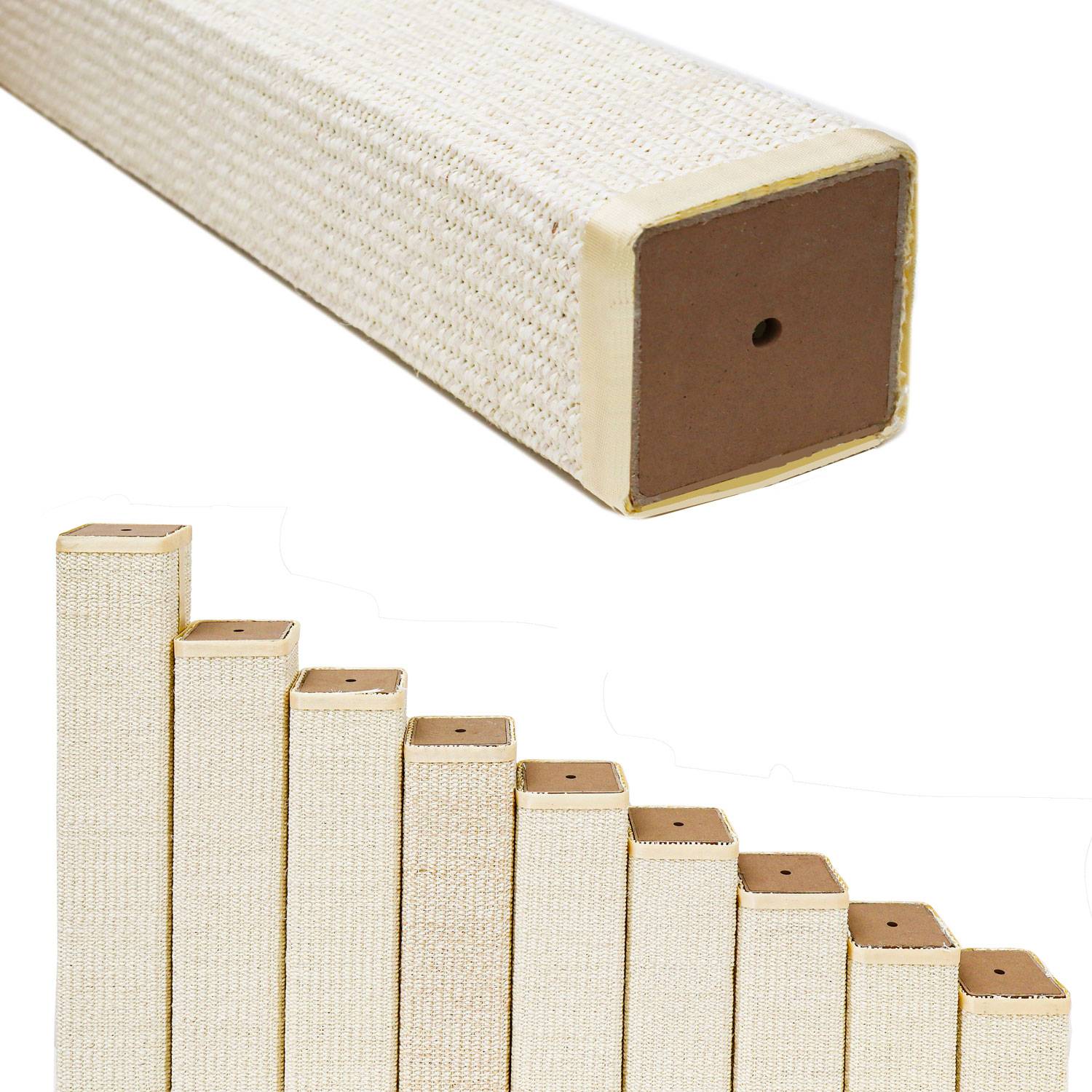 30 cm Sisalstamm für Kratzbaum - M8 Ersatzstamm Eckig - Sisalsäule Kratzstamm