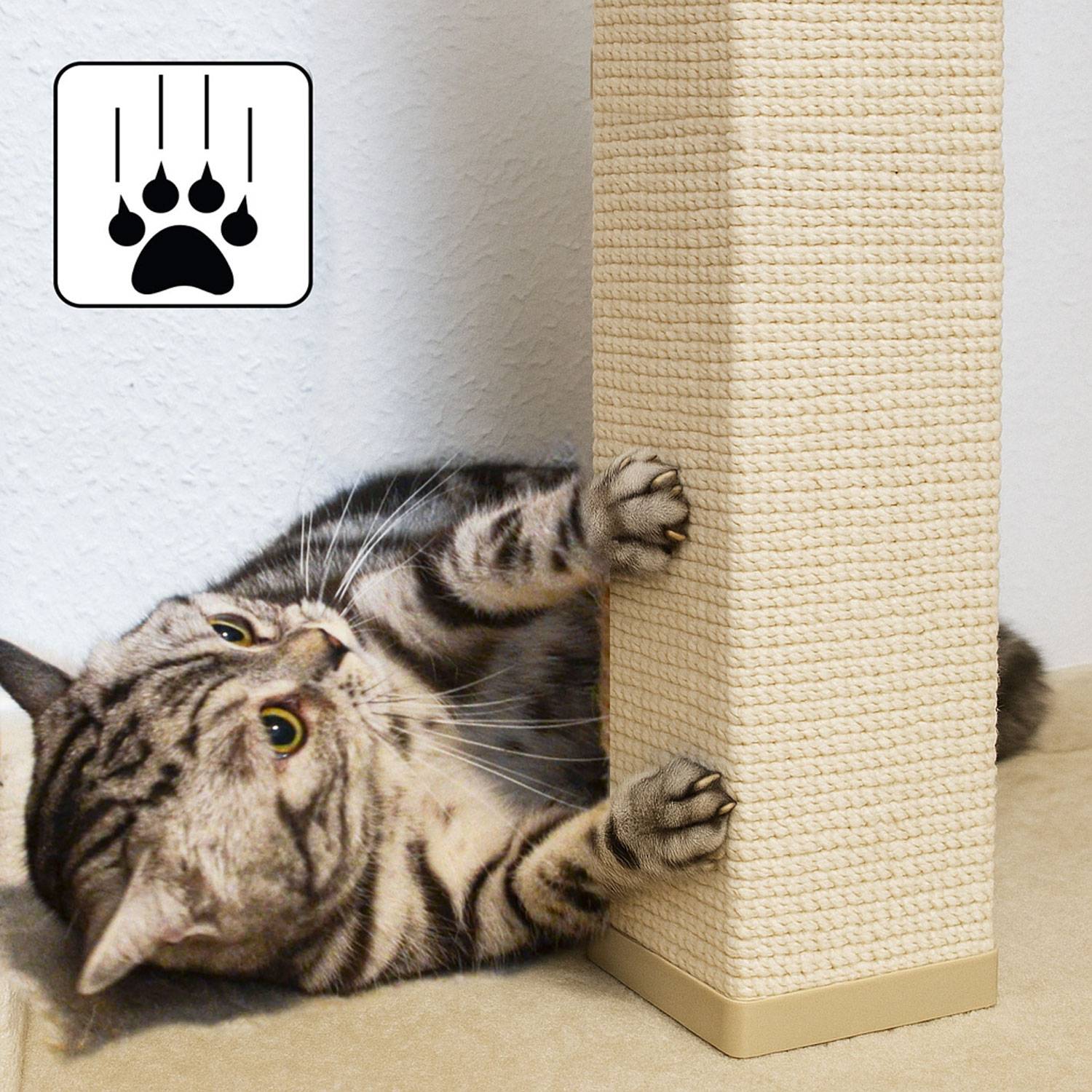 40 cm Sisalstamm für Kratzbaum - M8 Ersatzstamm Eckig - Sisalsäule Kratzstamm