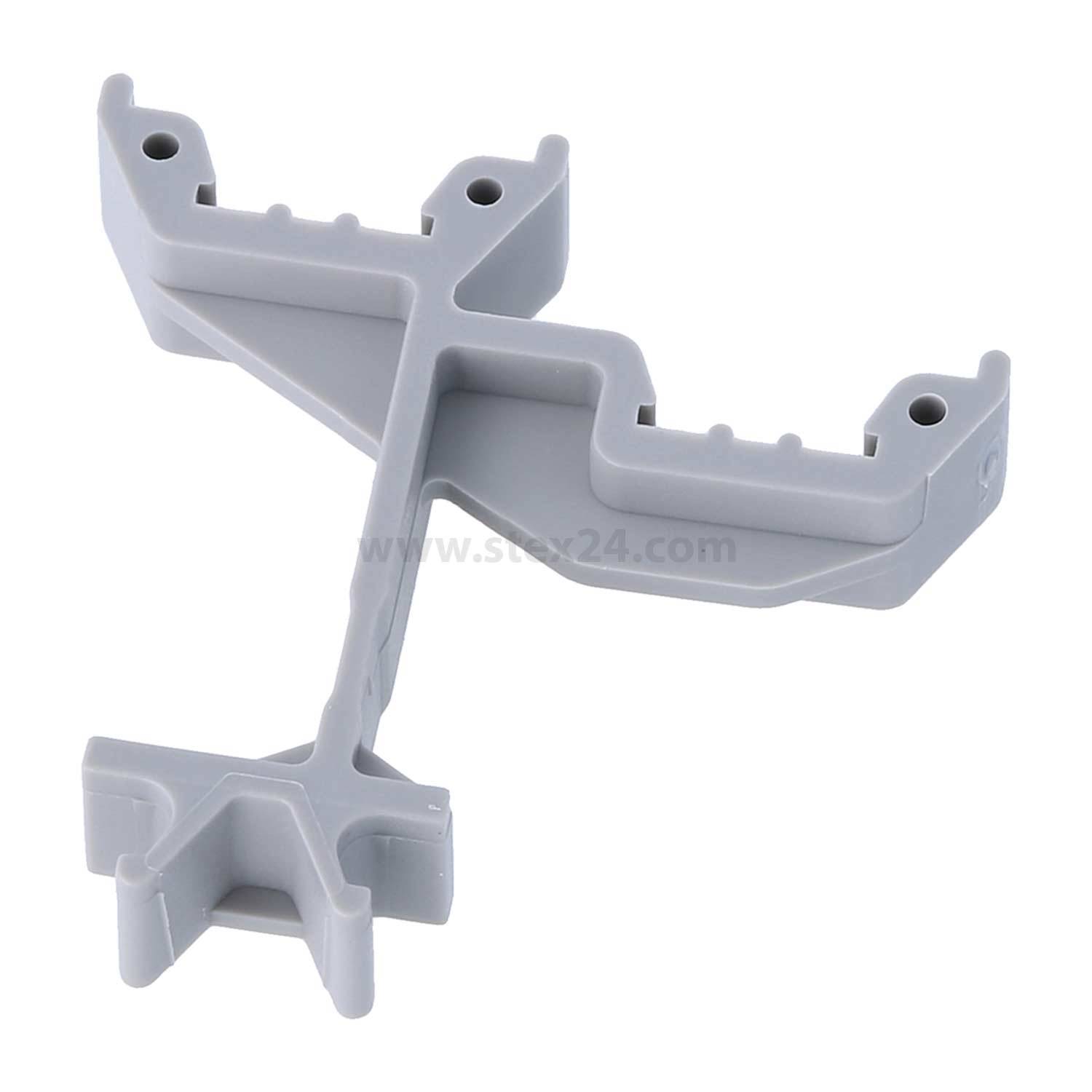 Ein grauer Kunststoff-Eckabstandshalter, der zum Befestigen von Fliesen während der Installation entwickelt wurde.