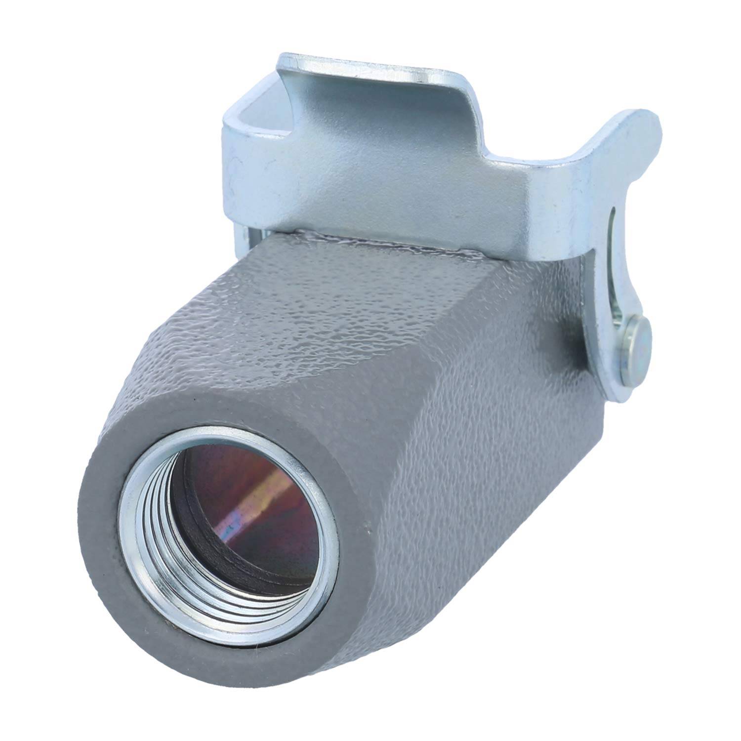 Ein metallischer Gewinderohranschluss mit Scharnier, der zum Sichern und Verbinden von Rohren in der Sanitär- und Industrietechnik verwendet wird.