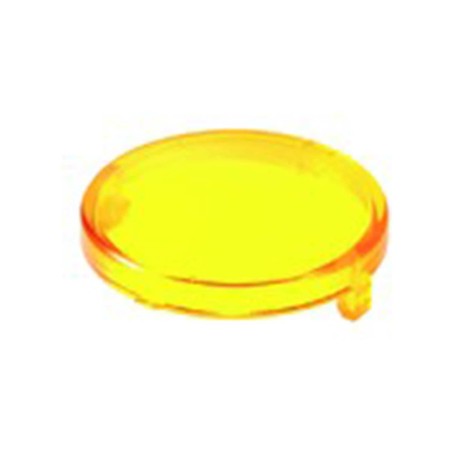 Eine runde, hellgelbe Plastiklinse oder ein Filter, wahrscheinlich zur Veränderung von Licht oder Sicht verwendet.