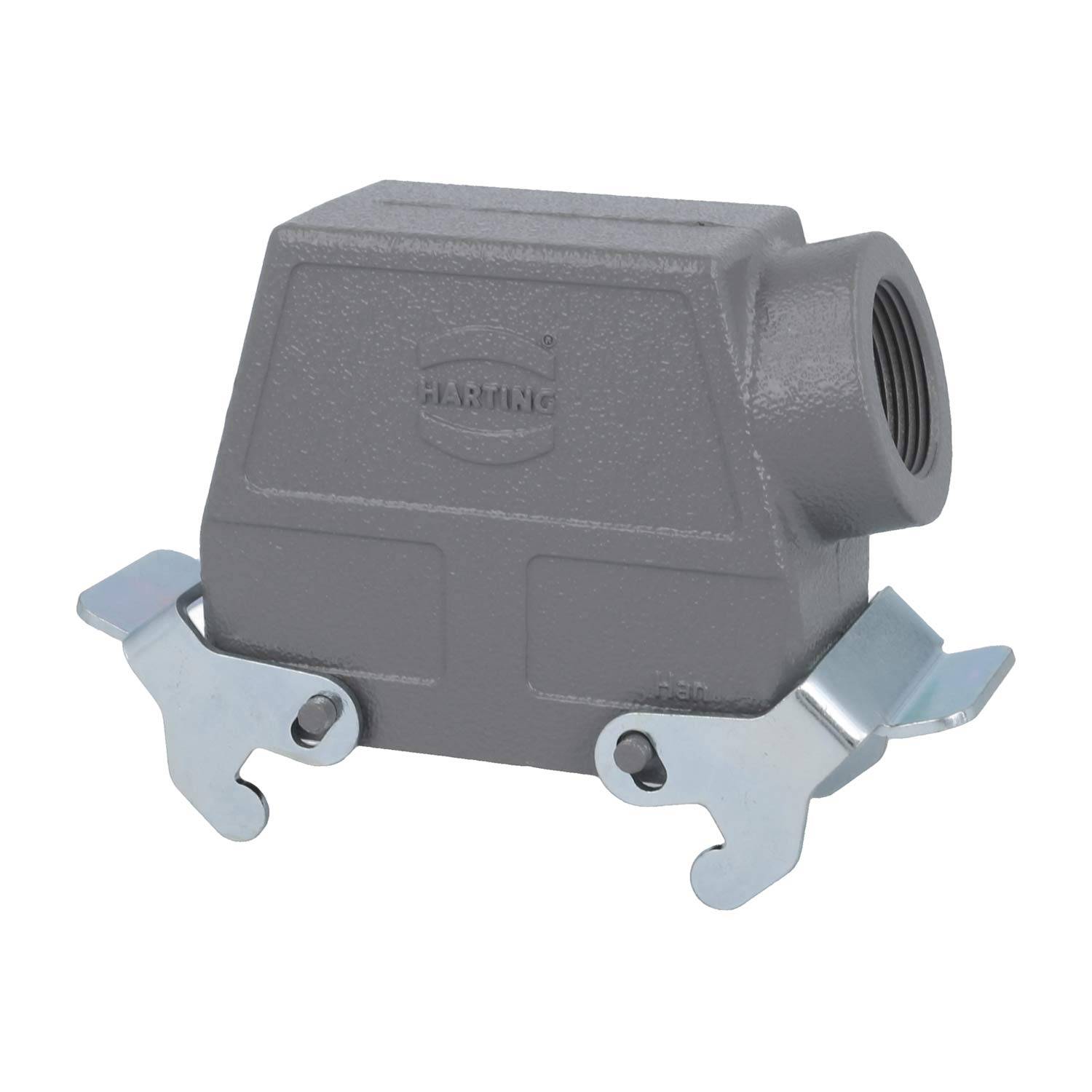04300160530 HARTING Han 16B Tüllengehäuse hoch, 1xPG21 seitlicher Kabelabgang, mit 2 Querbügeln Verschraubung PG21