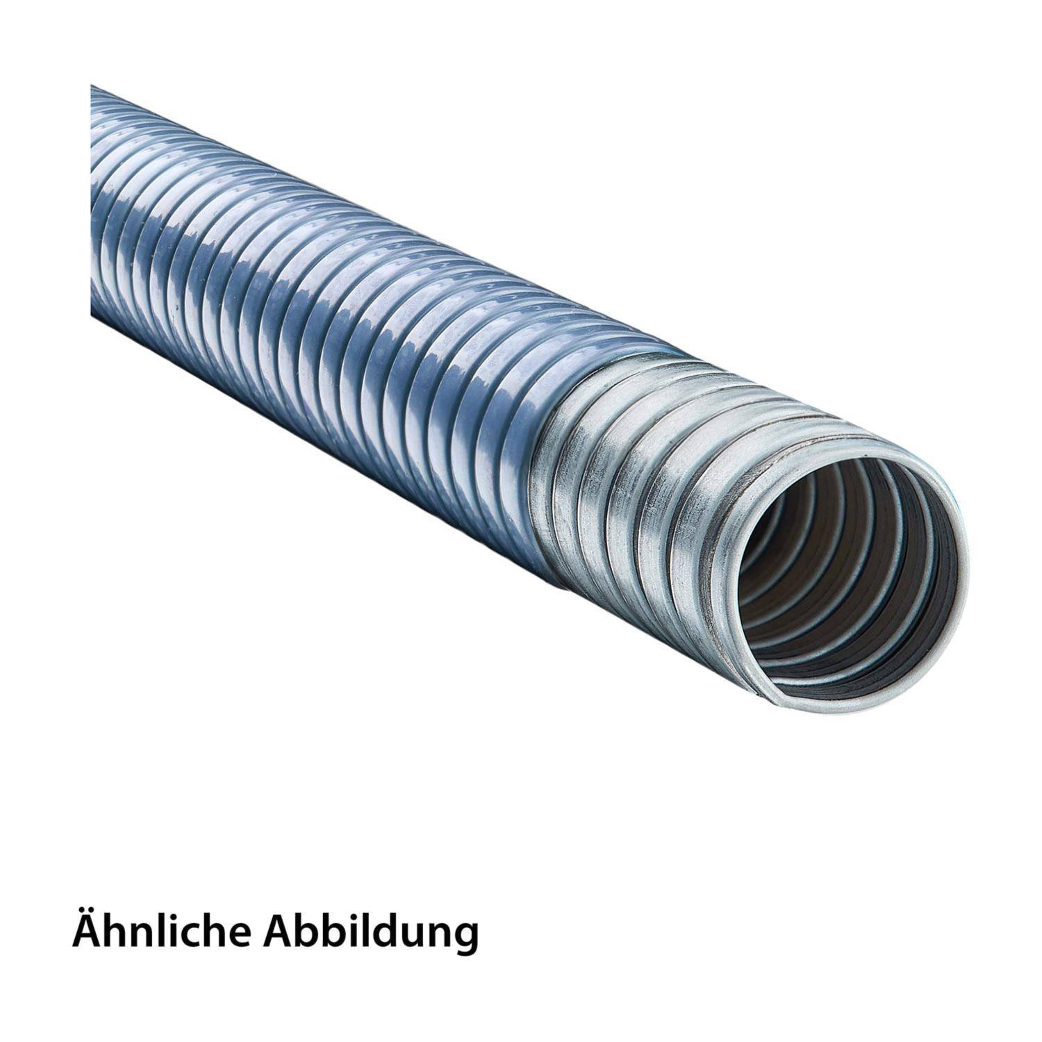 Ein Metallschlauch mit spiralförmigen Rillen, der für Belüftungs- oder Heizungssysteme verwendet wird.