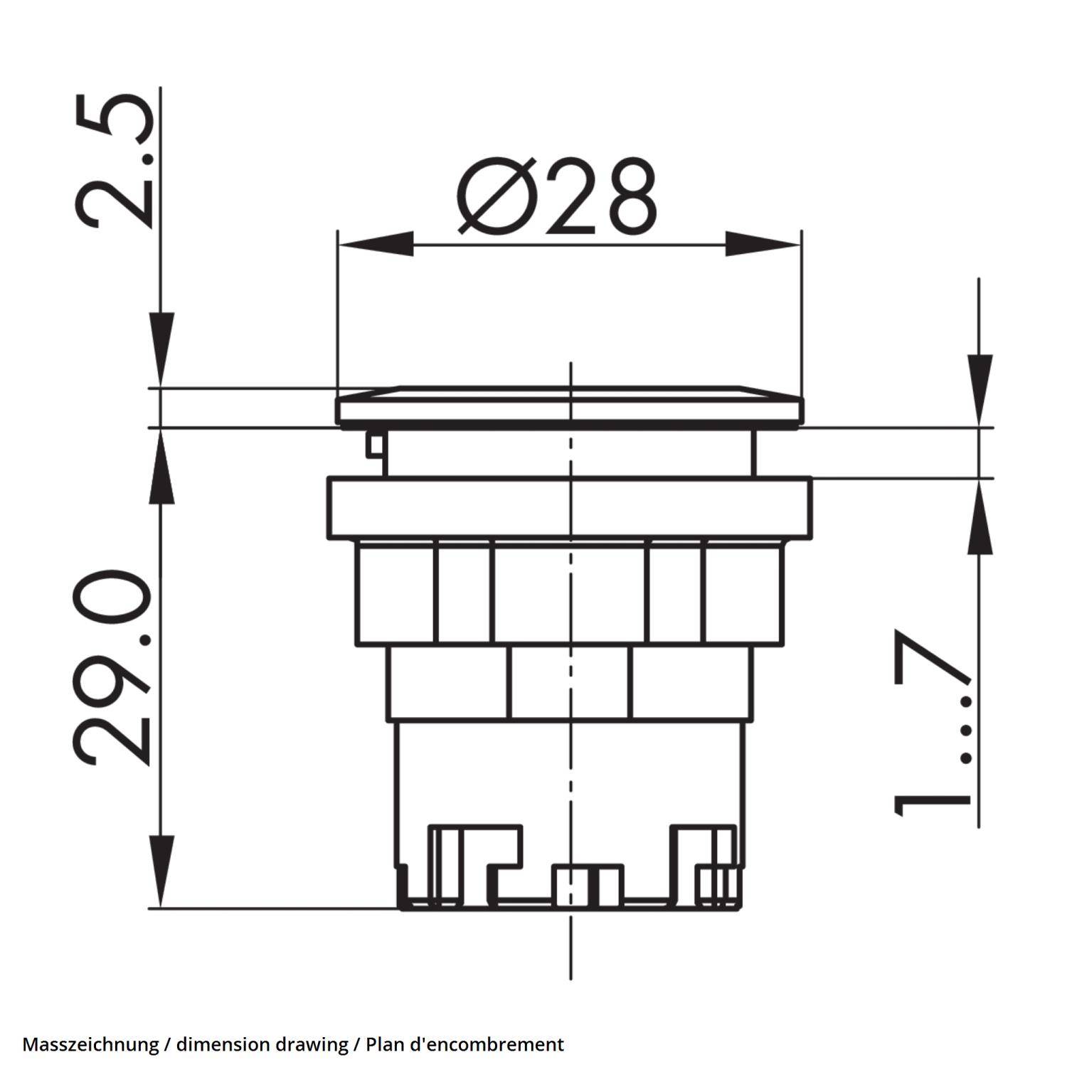 JRVAFLR Georg Schlegel Drucktaste mit Ringbeleuchtung beleuchtbar, rund, RONDEX-JUWEL Hub 6,0mm - 1Stück