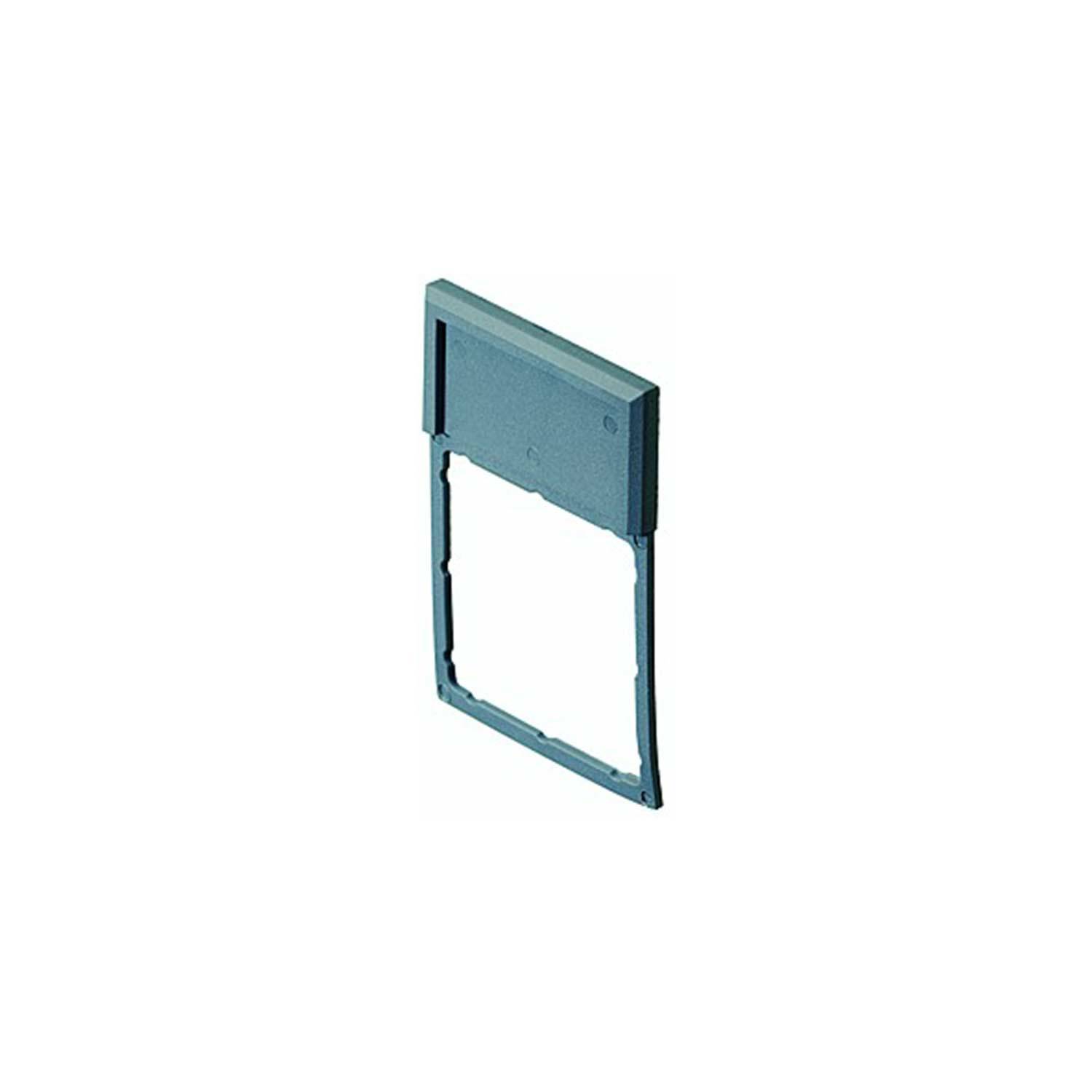 Graue Kunststoff-Schaltabdeckung mit rechteckigem Rahmen, entwickelt für wandmontierte Elektroschalter, mit schlichtem und modernem Design.