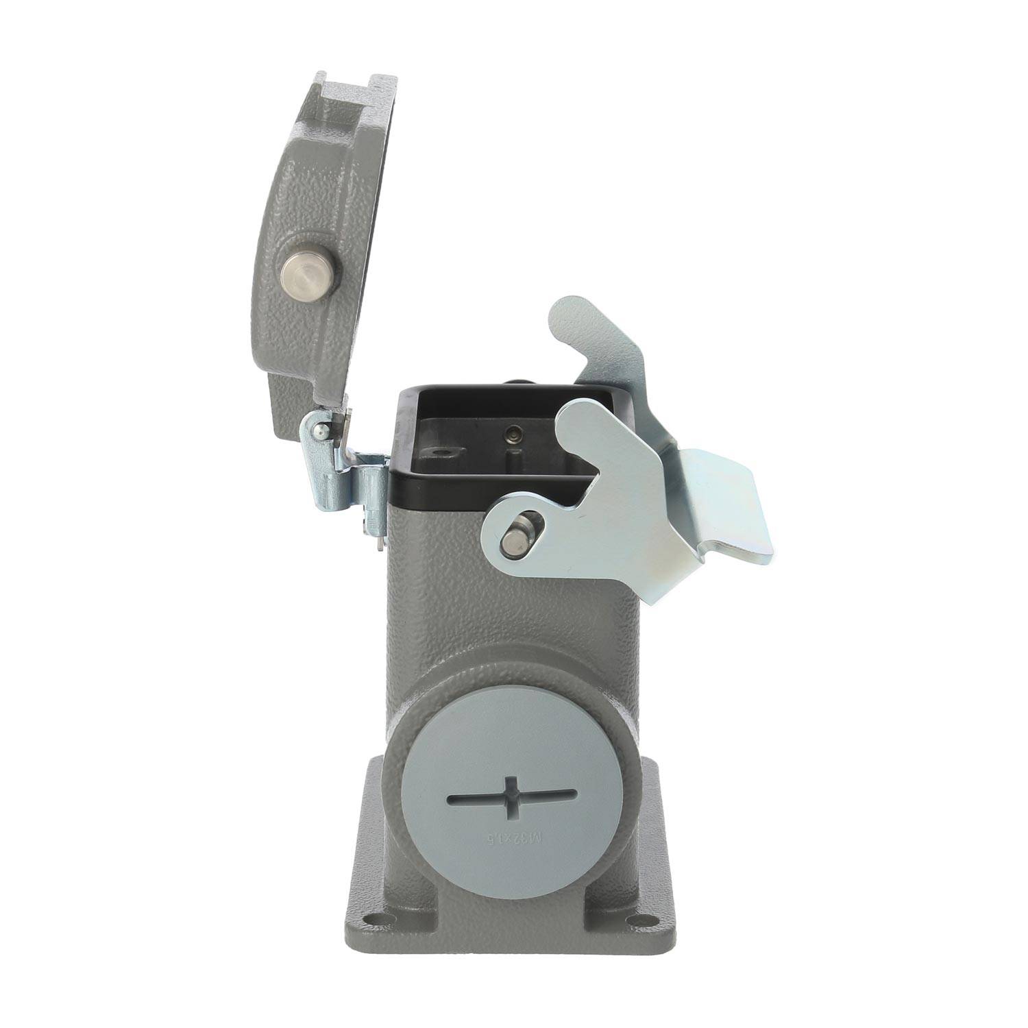 04300102271 HARTING Han 10B Sockelgehäuse hoch, 1xM40 seitlicher Kabelabgang, mit 1 Längsbügel mit Schutzkappe Metall -