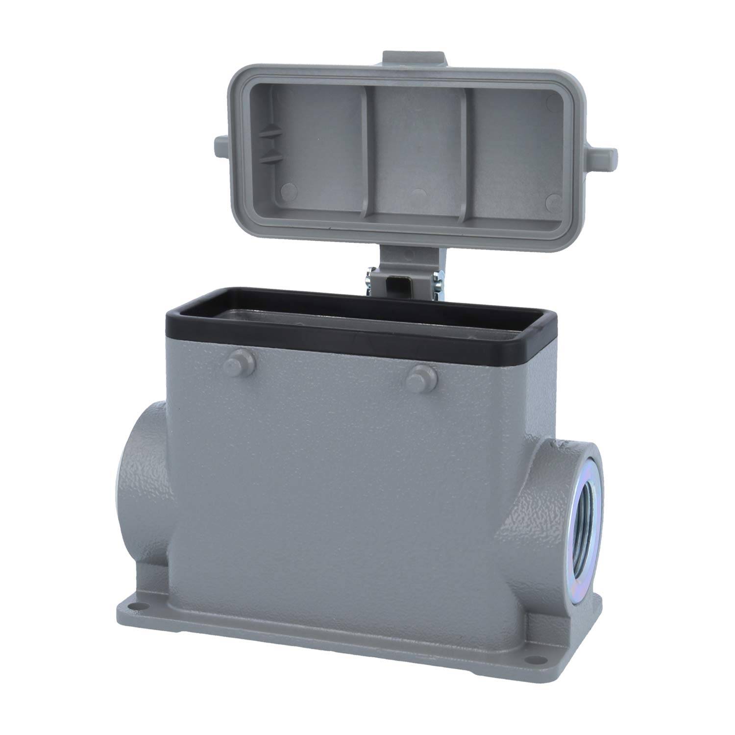 05300160260 HARTING Han 16B Sockelgehäuse hoch, 1xM25 seitlicher Kabelabgang, für 2 Bügel (am Oberteil) mit Schutzkappe