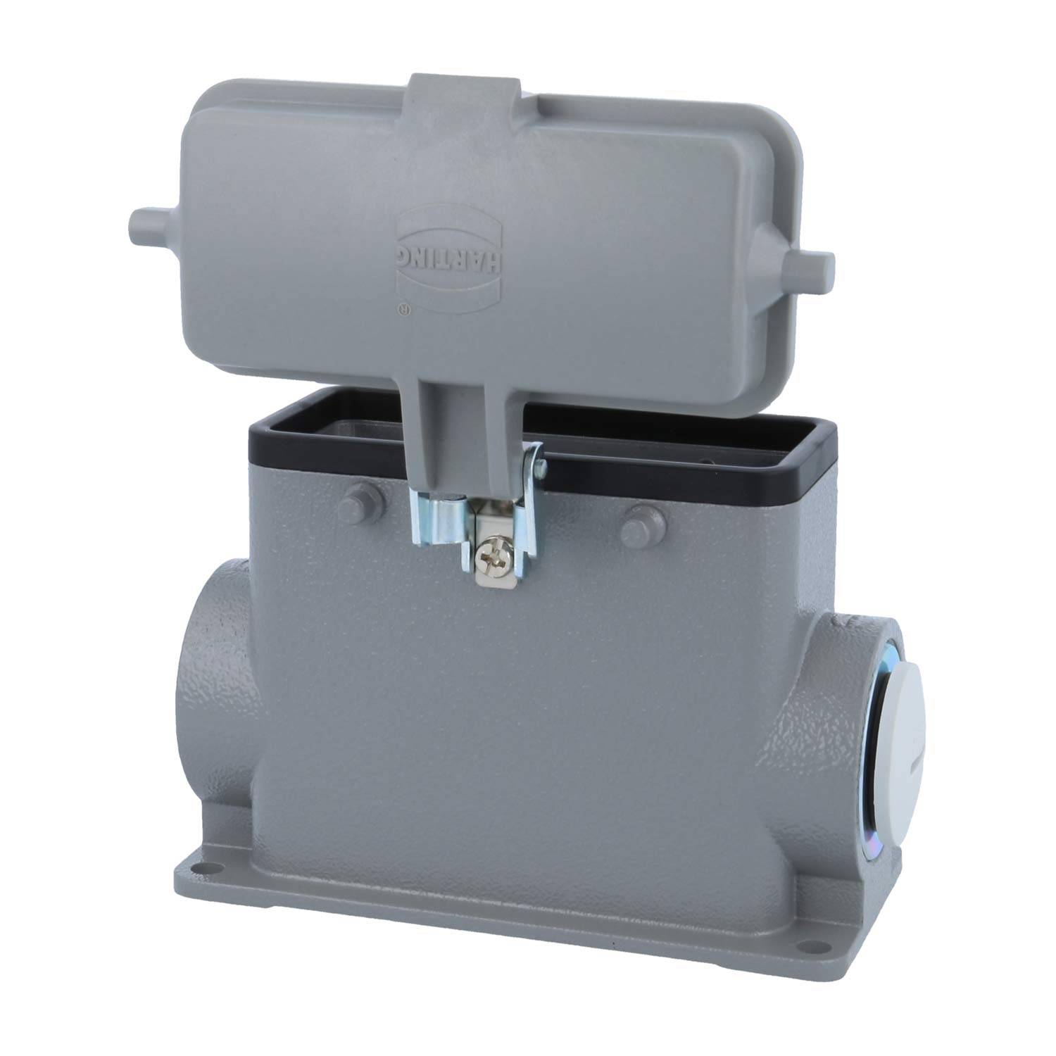 05300160260 HARTING Han 16B Sockelgehäuse hoch, 1xM25 seitlicher Kabelabgang, für 2 Bügel (am Oberteil) mit Schutzkappe