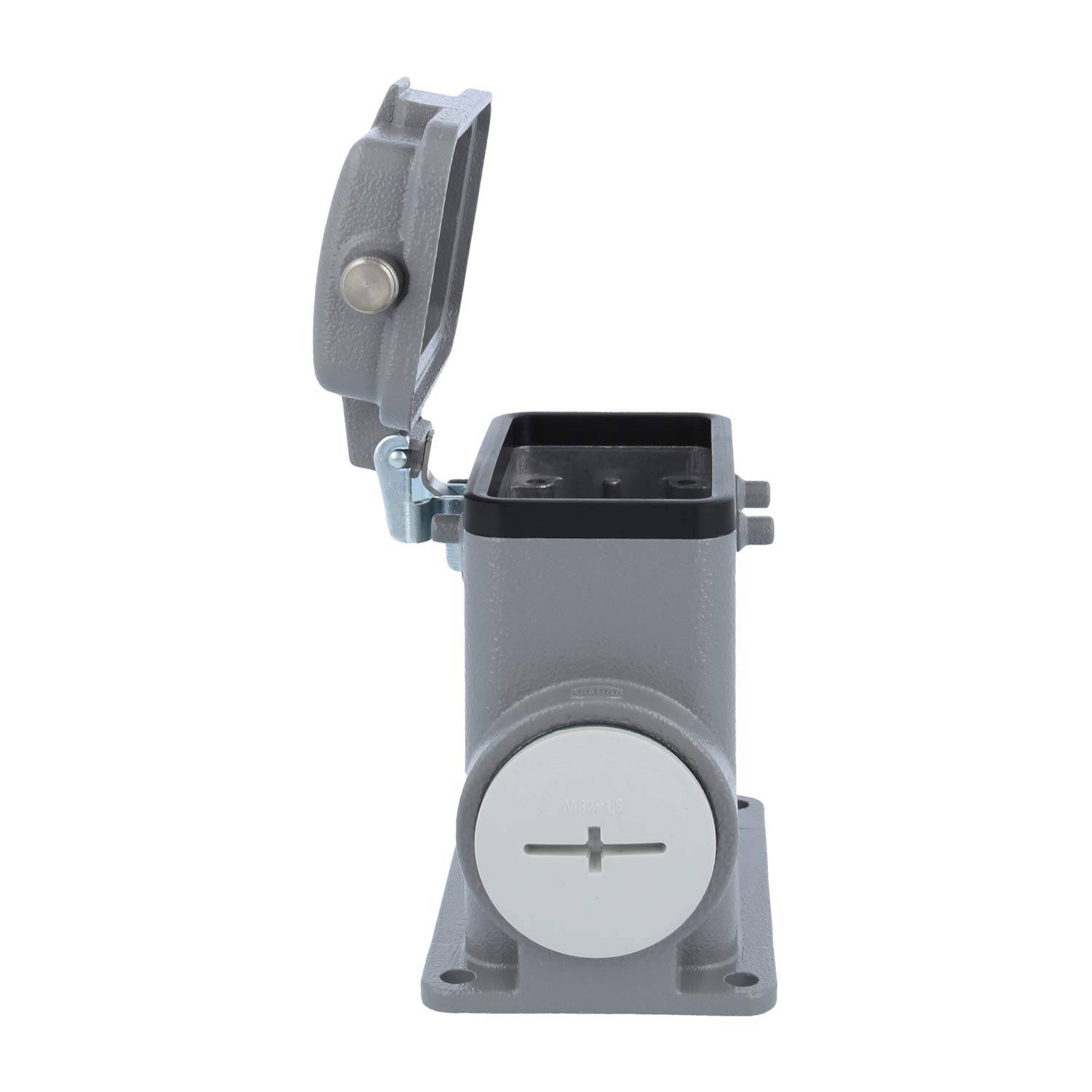 05300102274 HARTING Han 10B Sockelgehäuse hoch, 1xM32 seitlicher Kabelabgang, für 2 Bügel (am Oberteil) mit Schutzkappe