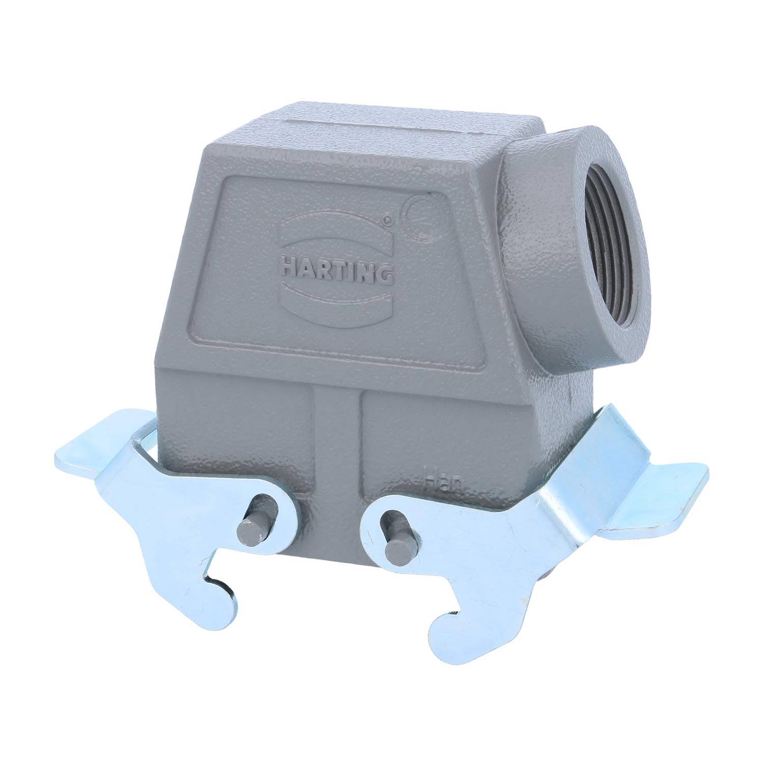 04300100532 HARTING Han 10B Tüllengehäuse hoch, 1xPG21 seitlicher Kabelabgang, mit 2 Querbügeln Verschraubung PG21