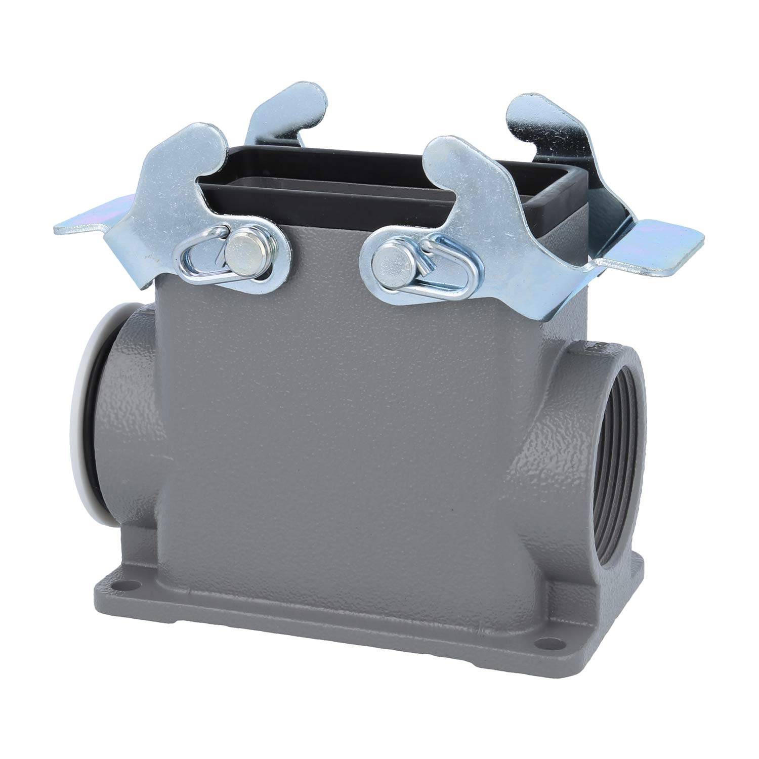 04300100233 HARTING Han 10B Sockelgehäuse hoch, 1xPG29 seitlicher Kabelabgang, mit 2 Querbügeln Verschraubung PG29