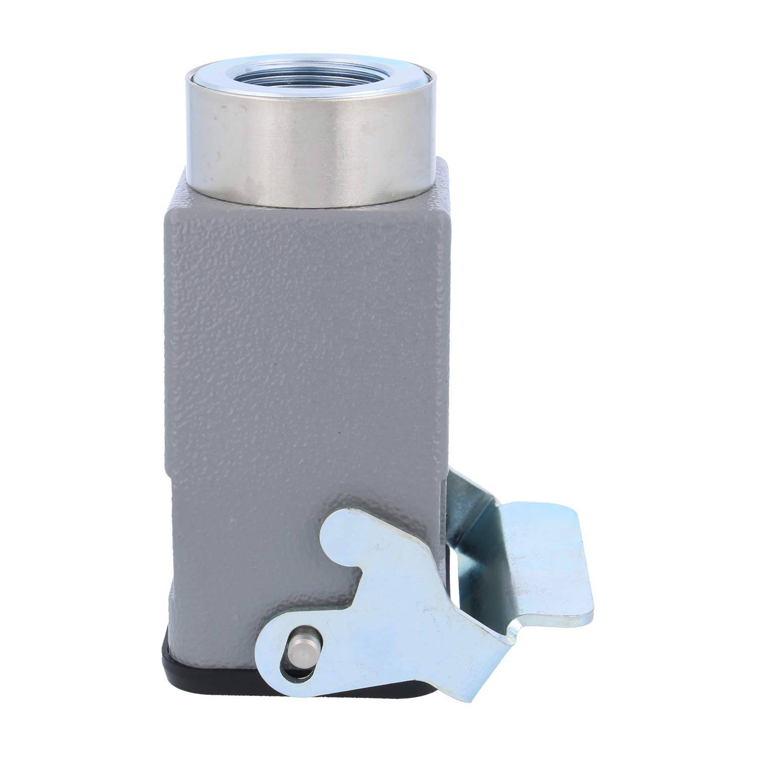 Ein grauer magnetischer Türhalter mit Metallbracket-Basis, der dazu dient, Türen in offenen Positionen zu sichern und für kommerzielle oder industrielle Umgebungen geeignet ist.