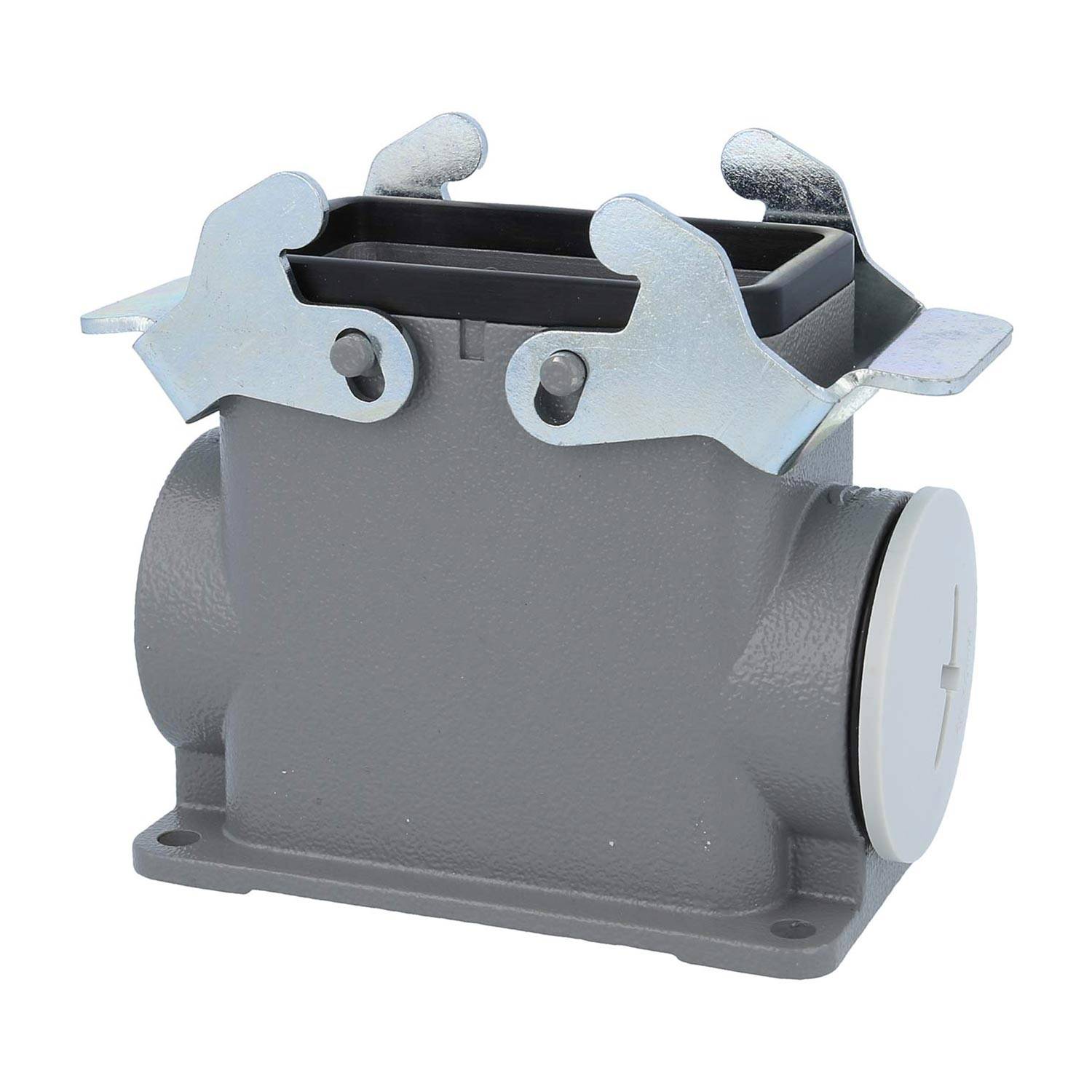 04301100278 HARTING Han 10B Sockelgehäuse hoch, 1xM40 seitlicher Kabelabgang, mit 2 Querbügeln Verschraubung M40