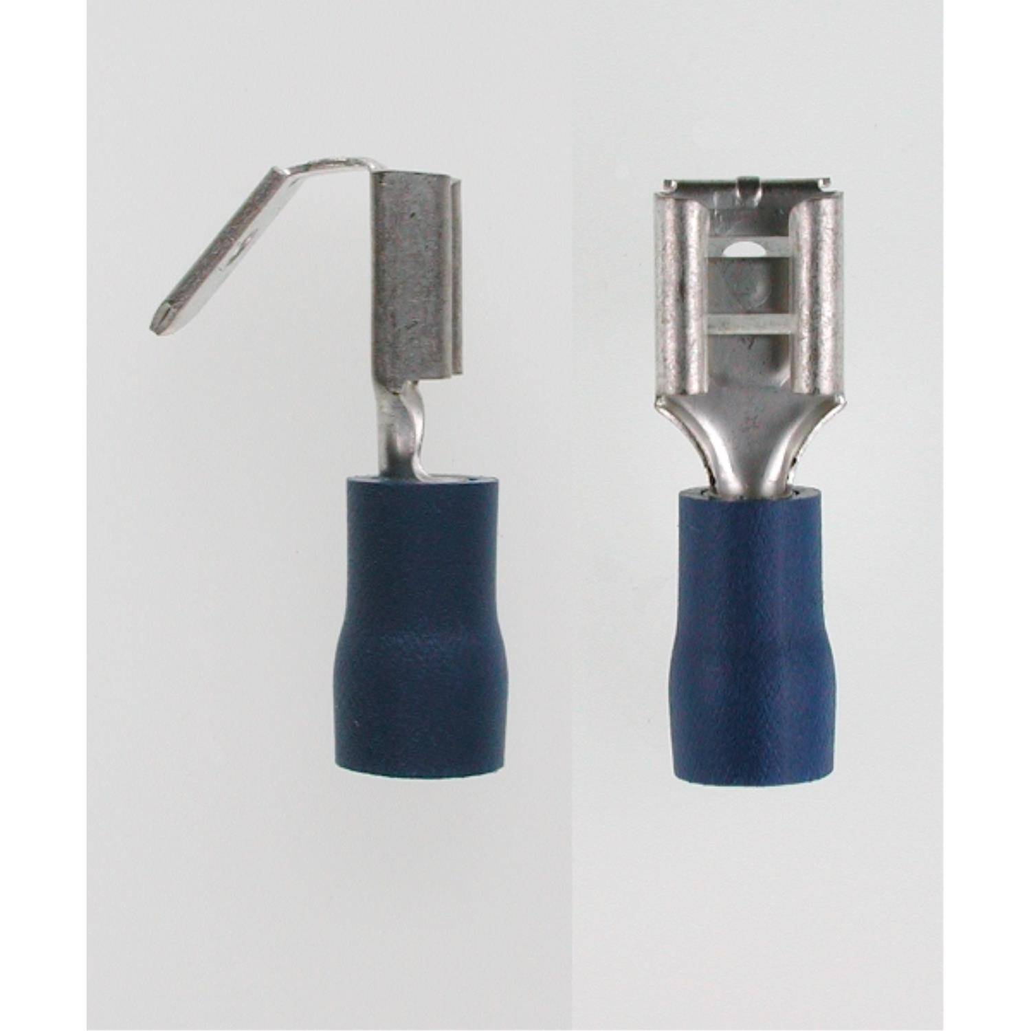 Flachsteckhülsen DIN 46245, Steckgröße 6,3 x 0,8mm isoliert, mit Isolationscrimp und Abzweig Querschnitt 1,5mm² -