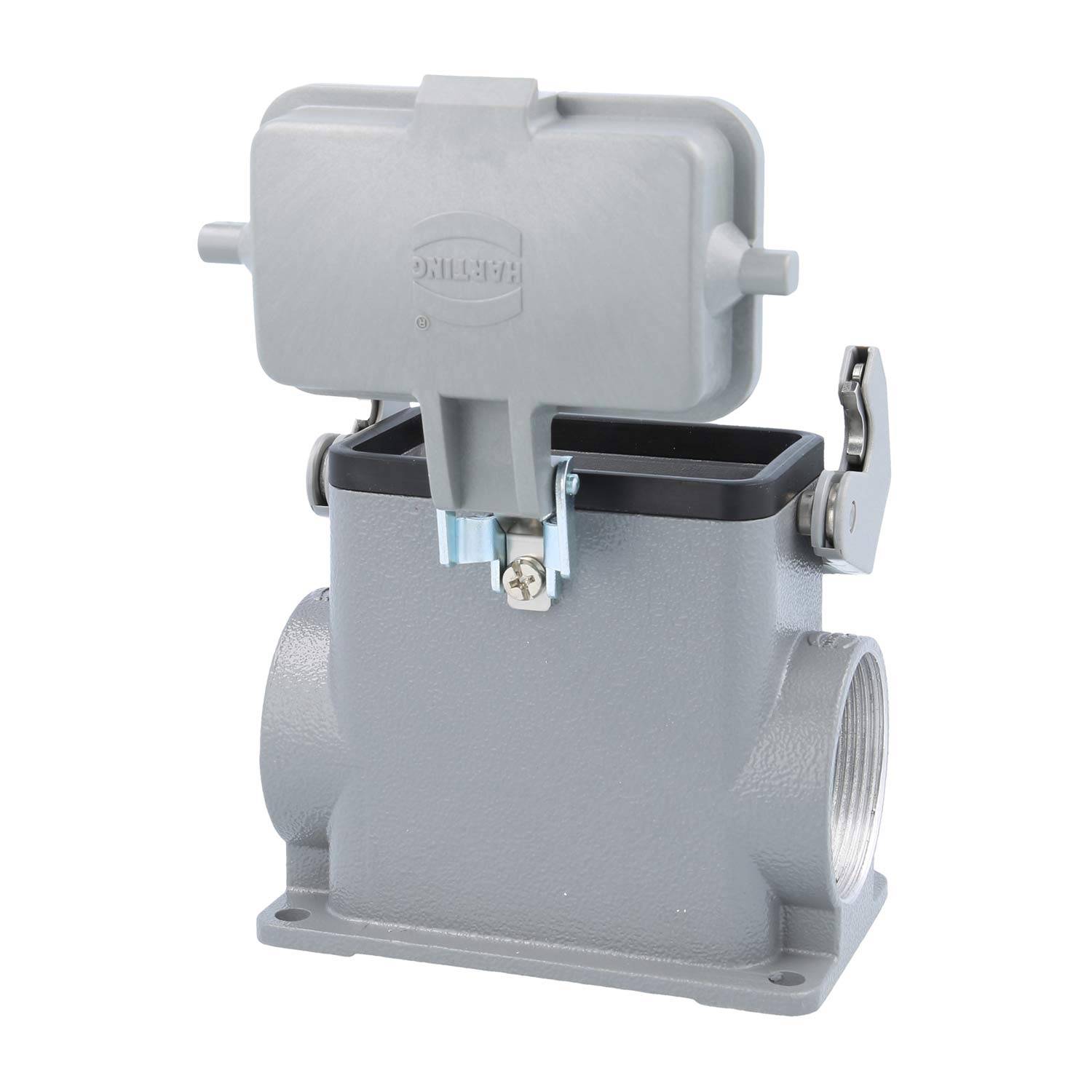 05300100275 HARTING Han 10B Sockelgehäuse hoch, 2xM40 seitlicher Kabelabgang, mit 1 Längsbügel mit Schutzkappe