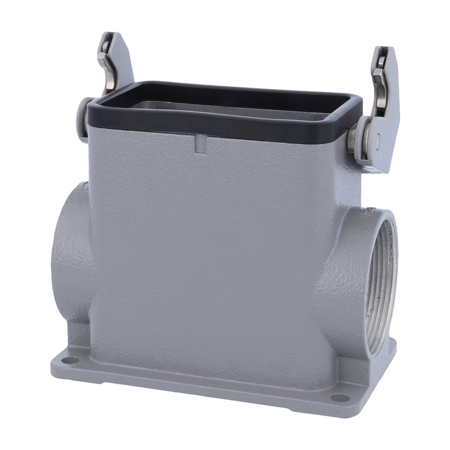 05300100273 HARTING Han 10B Sockelgehäuse hoch, 2xM40 seitlicher Kabelabgang, mit 1 Längsbügel Verschraubung M40