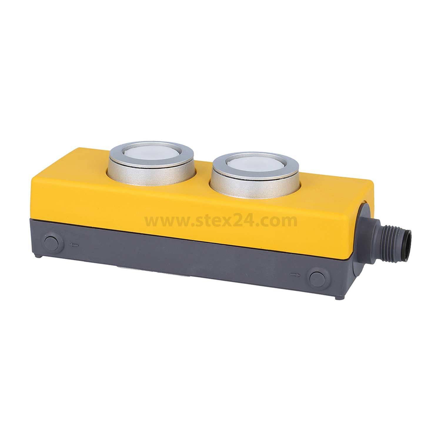 MBM128_TLITLO Georg Schlegel 2 Tasten im Gehäuse, dunkelgrau/gelb mit M12 Anschluss 8-polig beleuchtbar M12-Stecker,