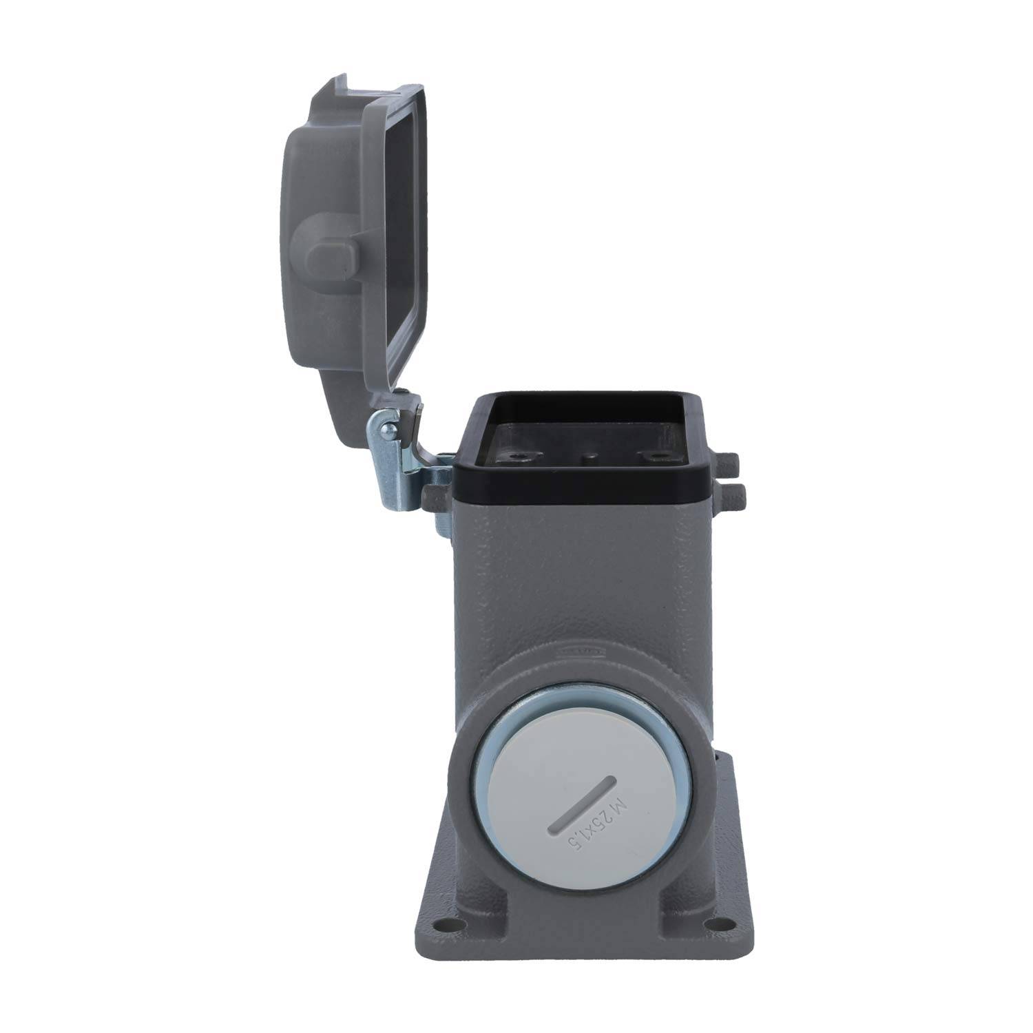 05300100261 HARTING Han 10B Sockelgehäuse hoch, 1xM25 seitlicher Kabelabgang, für 2 Bügel (am Oberteil) mit Schutzkappe