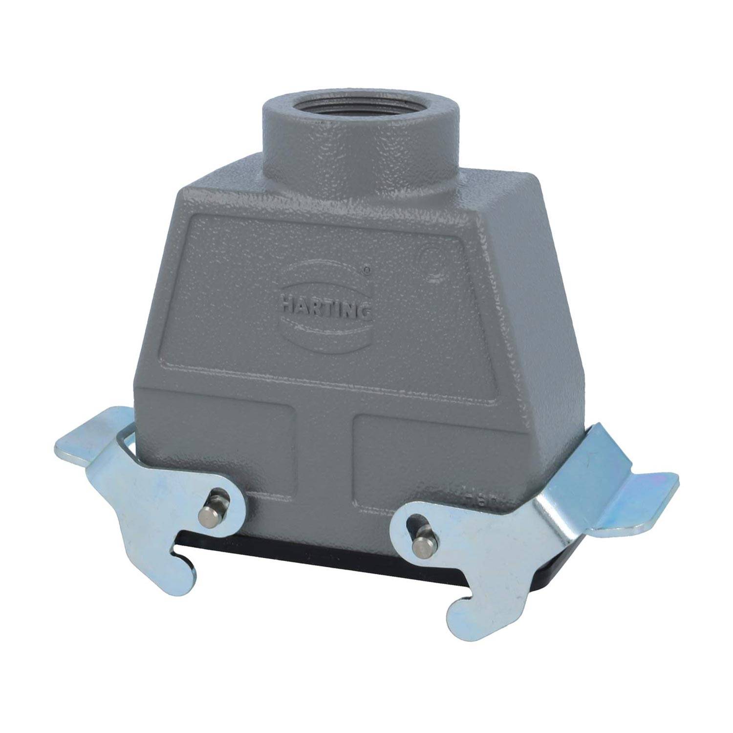 Ein graues industrielles Anschlussgehäuse mit der Beschriftung 