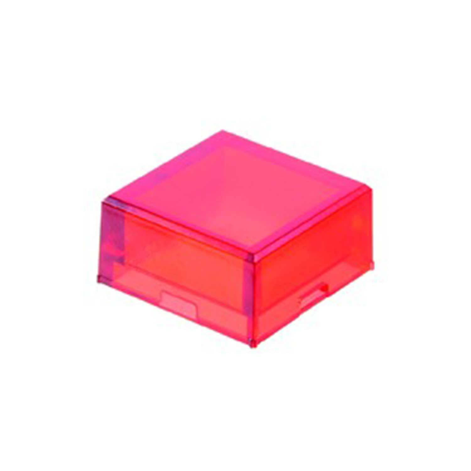Eine durchscheinende rosa Plastikbox mit Deckel, verwendet zur Aufbewahrung oder Organisation.