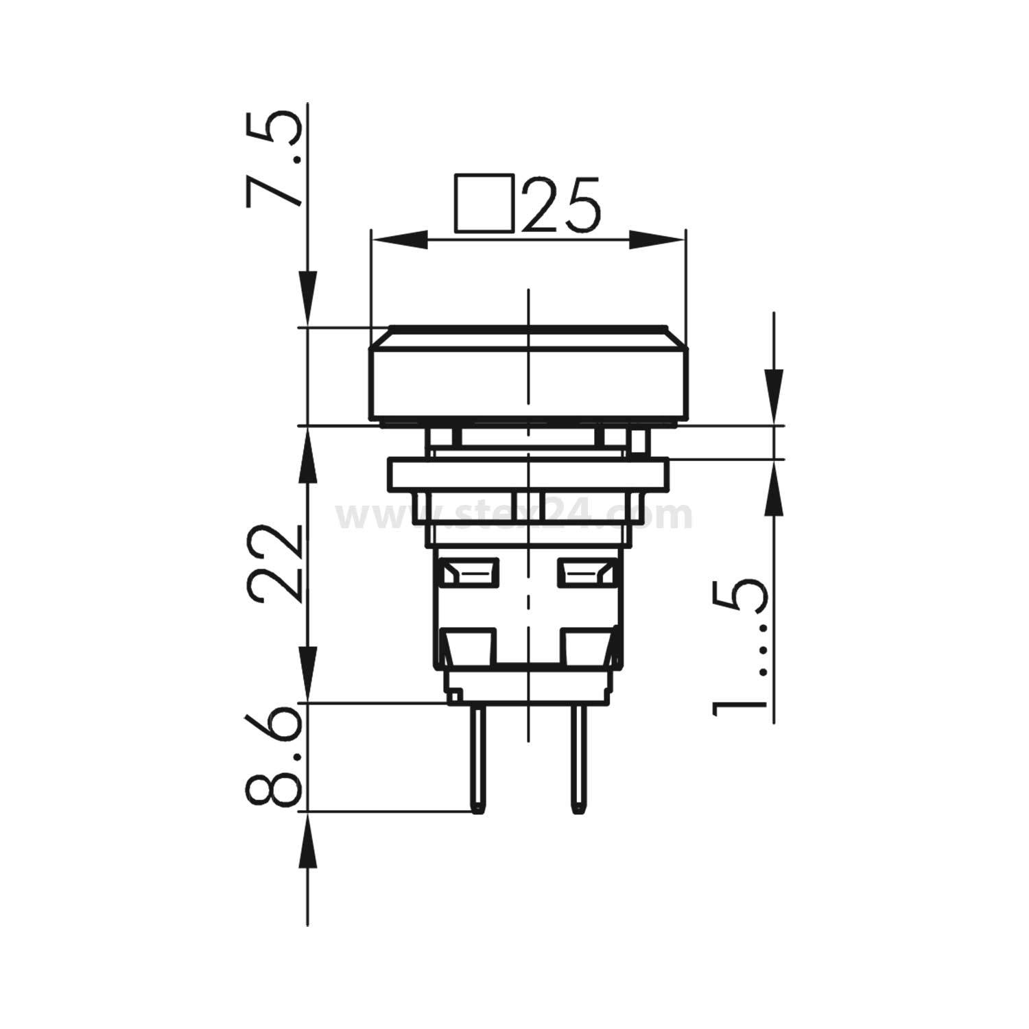 OKL4M Georg Schlegel Meldeleuchte mit Flachsteckanschlüssen beleuchtbar, quadratisch, OKTRON Flachstecker 2,8mm x 0,8mm
