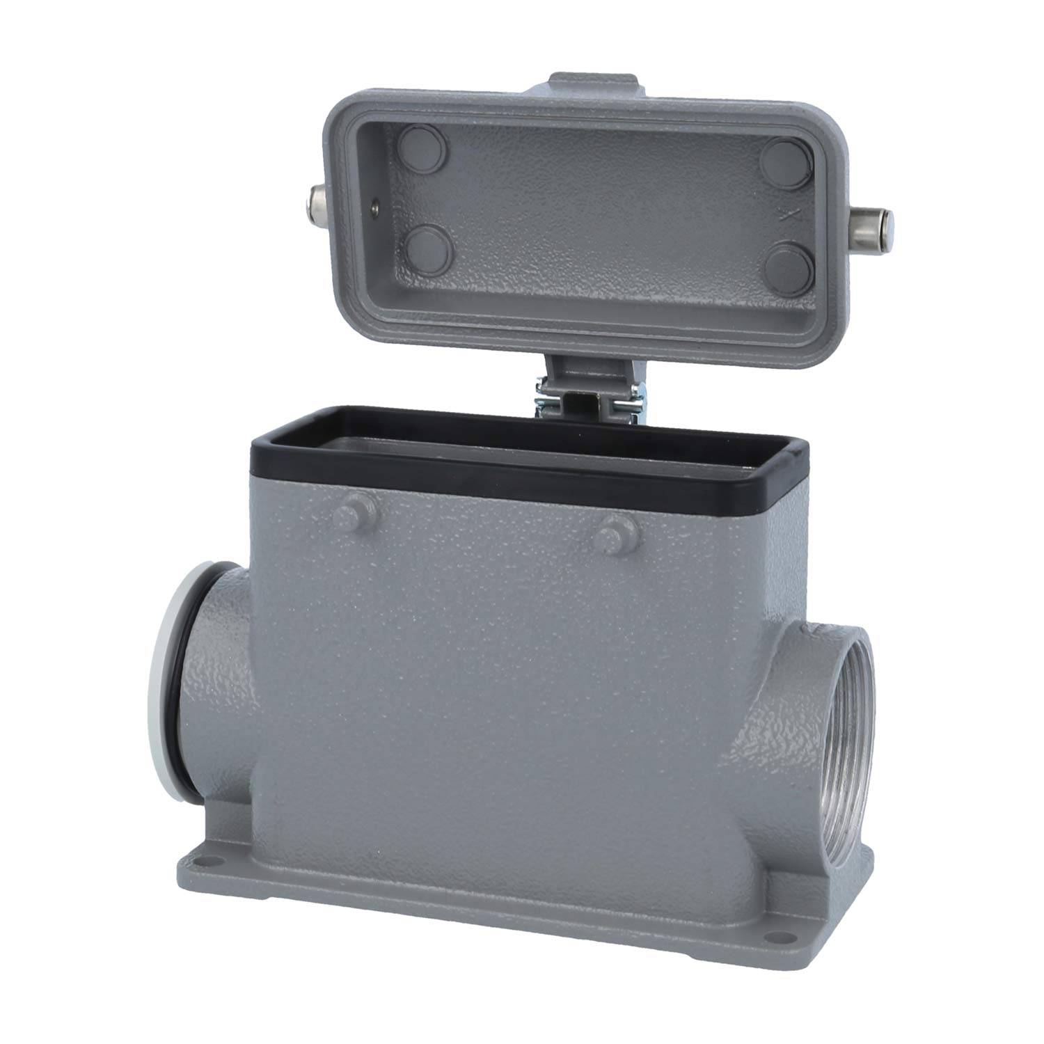 05300162276 HARTING Han 16B Sockelgehäuse hoch, 1xM40 seitlicher Kabelabgang, für 2 Bügel (am Oberteil) mit Schutzkappe