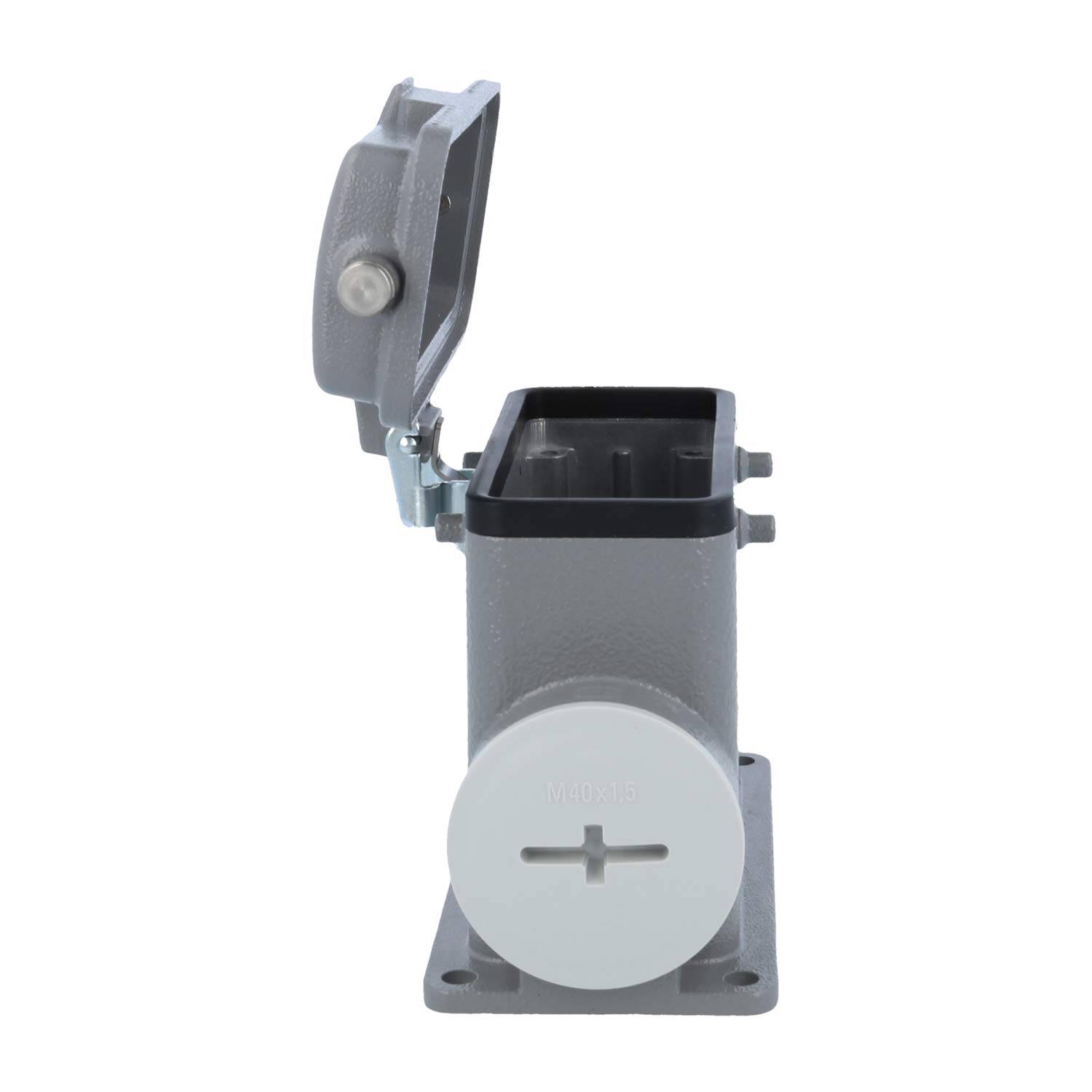 05300162276 HARTING Han 16B Sockelgehäuse hoch, 1xM40 seitlicher Kabelabgang, für 2 Bügel (am Oberteil) mit Schutzkappe