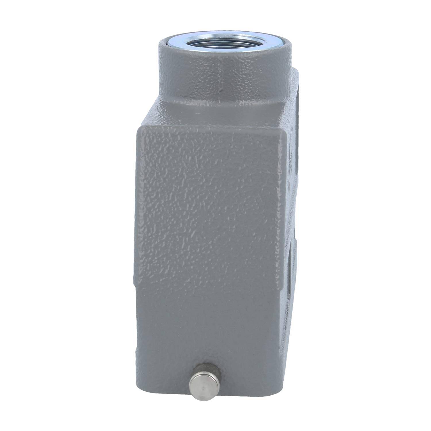 Ein grauer hydraulischer Ventilkörper mit einer Gewindebohrung oben und einer kleinen Ausbuchtung an der Seite, entwickelt für Fluidsteuerungssysteme.