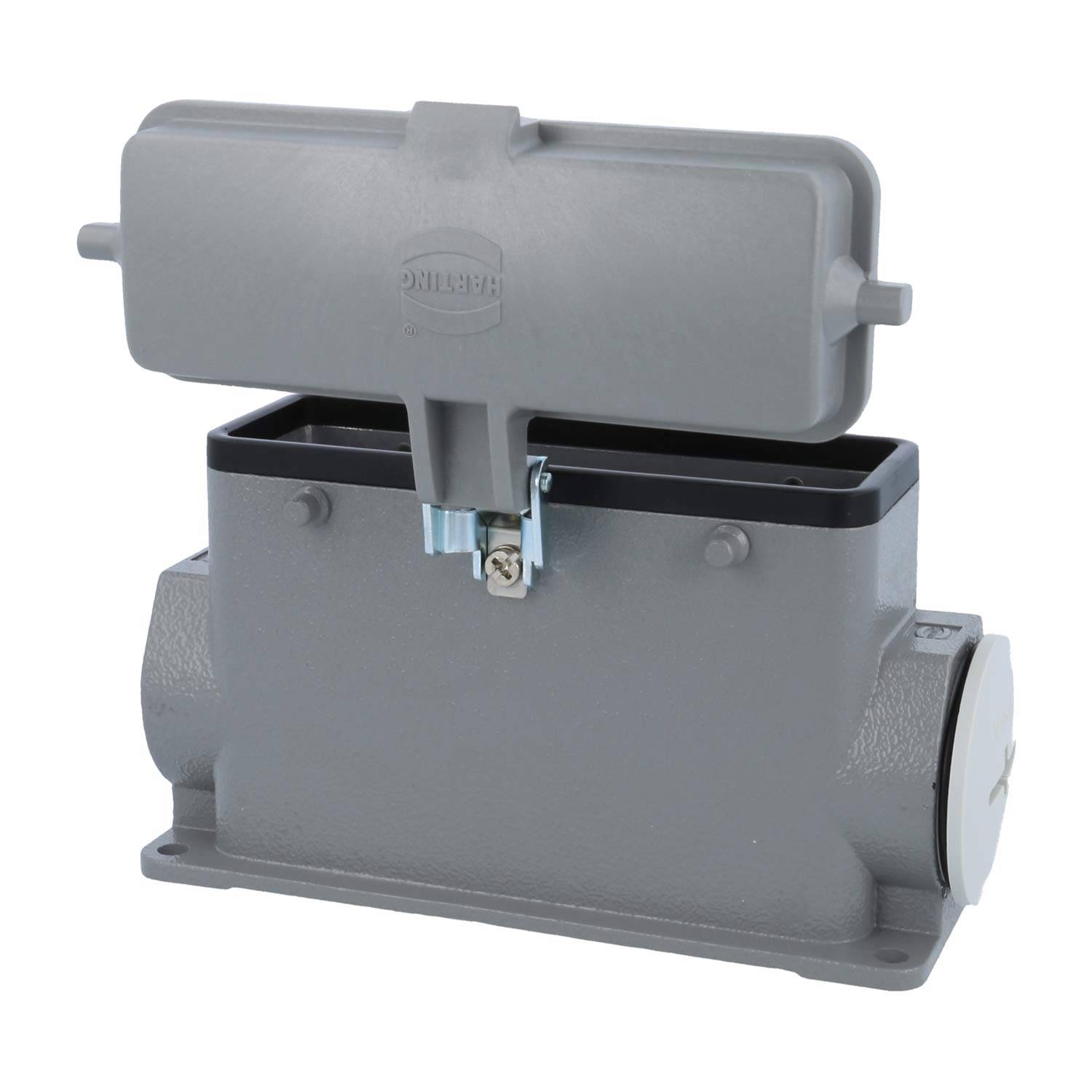 05300240284 HARTING Han 24B Sockelgehäuse hoch, 1xM40 seitlicher Kabelabgang, für 2 Bügel (am Oberteil) mit Schutzkappe