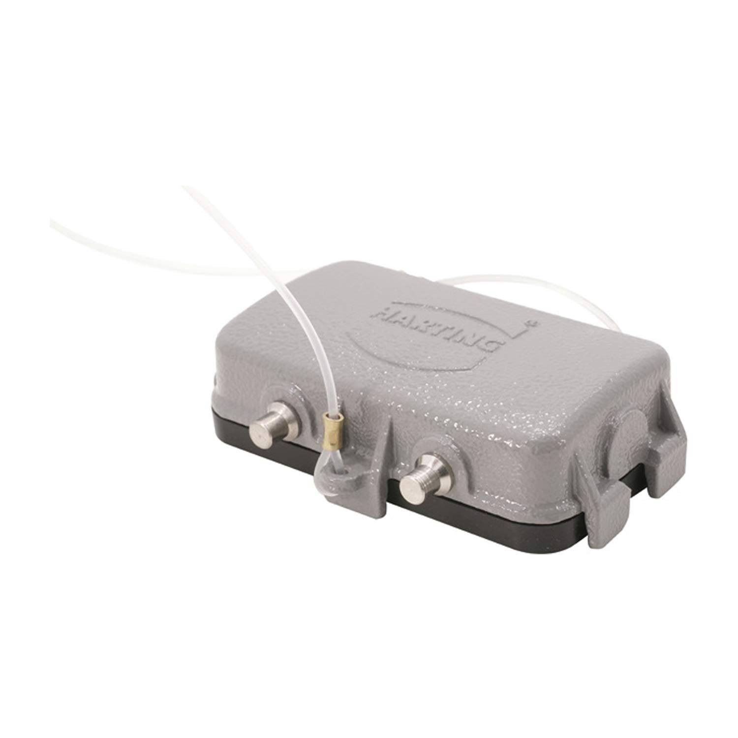 Ein grauer Hama Festdämpfungswiderstand mit Anschlussports und nach außen geführten Kabeln, verwendet zur Signalregulierung in Telekommunikationsanlagen.