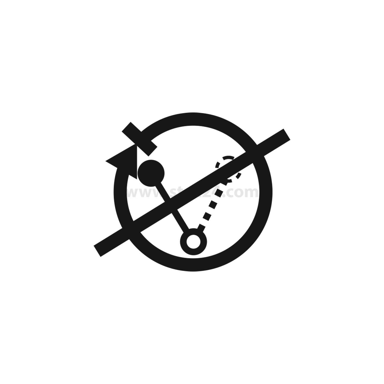 Ein Symbol mit einer durchgestrichenen Sonne und einem Zweig mit einer gestrichelten Linie, das besagt: „Nicht direktem Sonnenlicht aussetzen.