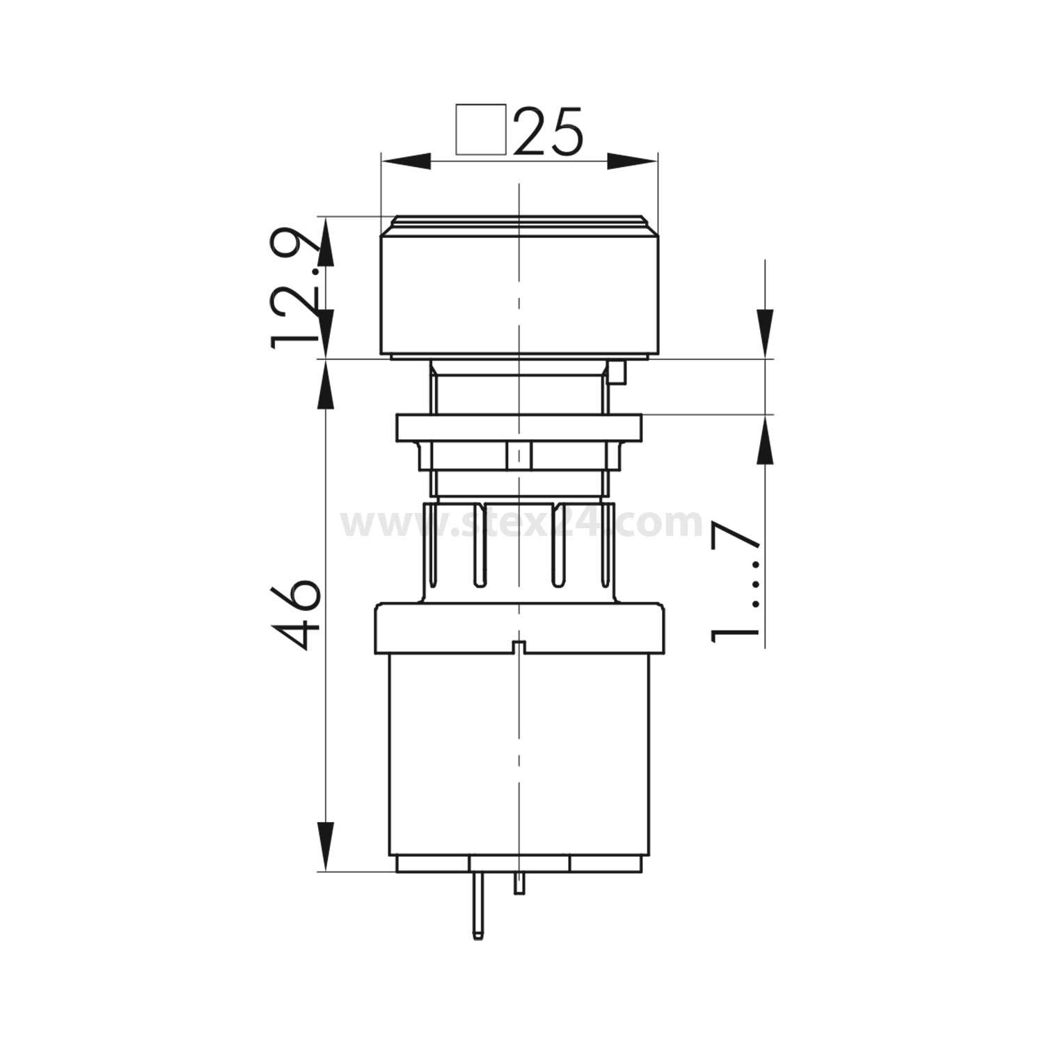 QXNSGL+SGLR-24V Georg Schlegel Akustischer Signalgeber beleuchtbar, quadratisch, QUARTRON Flachstecker 2,8mm x 0,8mm -