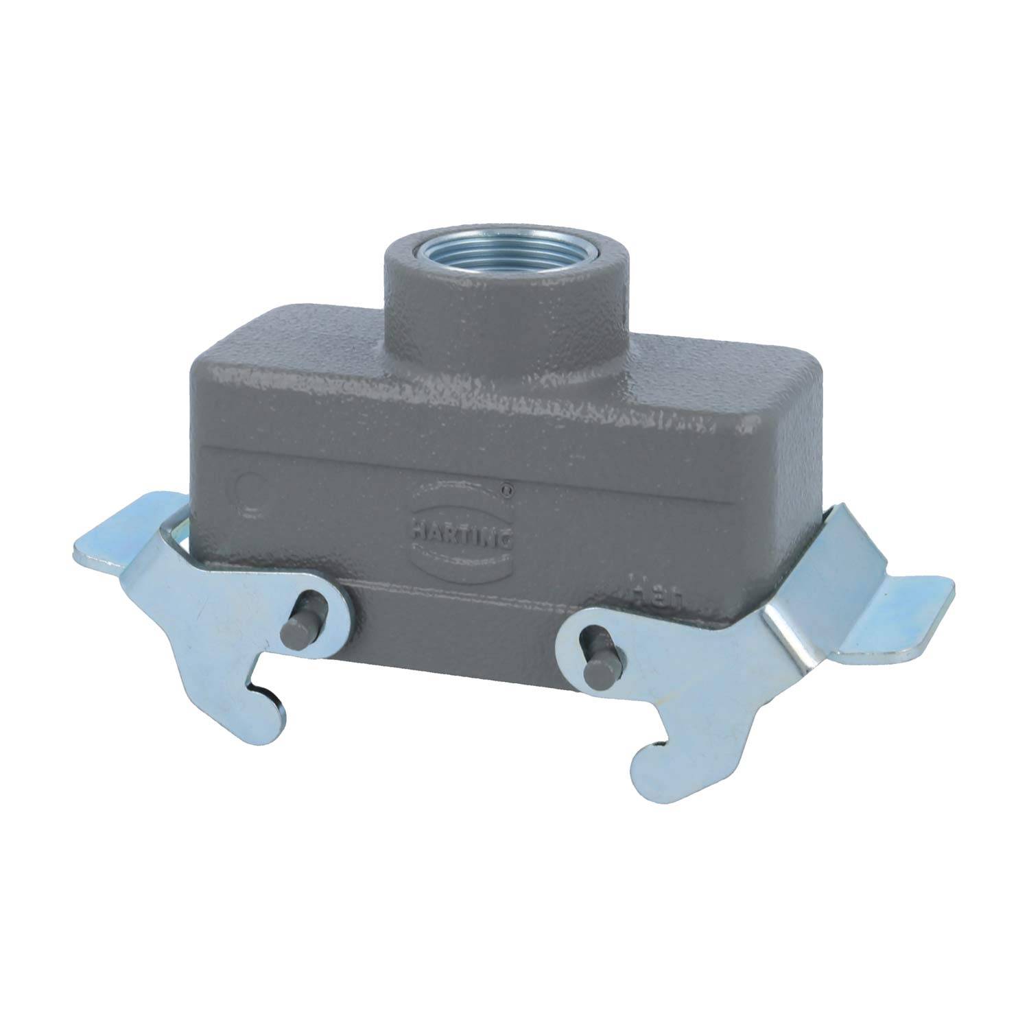 04300161462 HARTING Han 16B Tüllengehäuse niedrig, 1xM25 gerader Kabelabgang, mit 2 Querbügeln Verschraubung M25