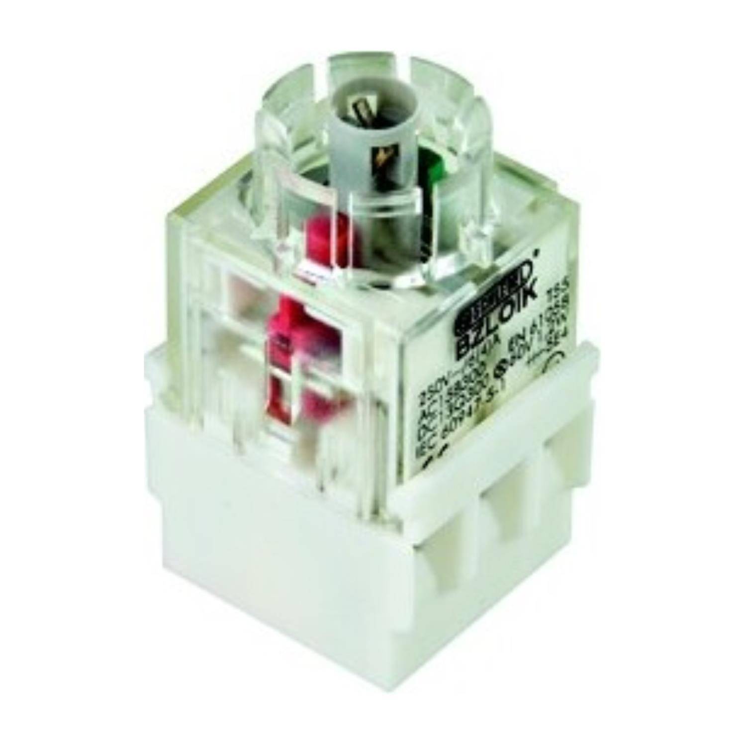 Ein quadratisches, transparentes Plastikrelais mit sichtbaren Innenkomponenten, das in elektronischen Schaltkreisen zur Steuerung elektrischer Systeme verwendet wird.