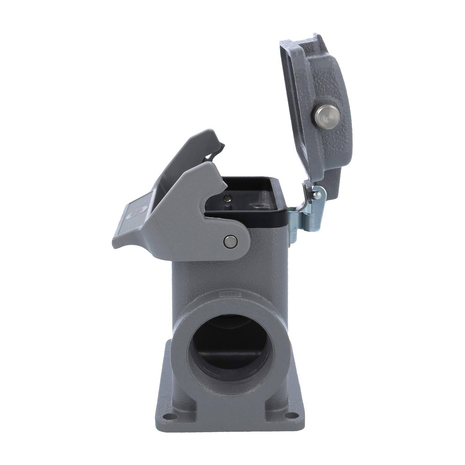 05300102270 HARTING Han 10B Sockelgehäuse hoch, 1xM32 seitlicher Kabelabgang, mit 1 Längsbügel mit Schutzkappe Metall -