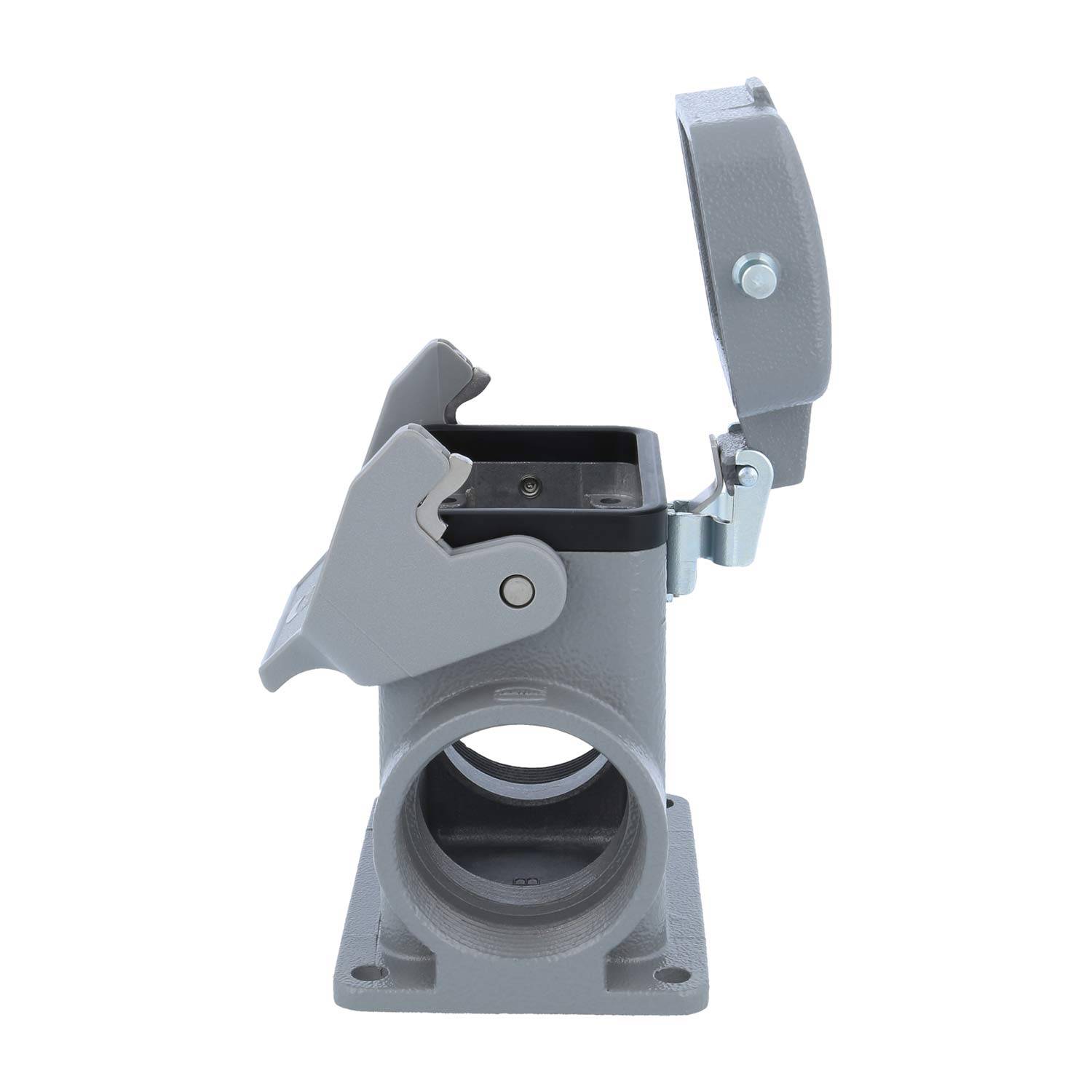 116078 HARTING Han 6B Sockelgehäuse hoch, 2xPG29 seitlicher Kabelabgang, mit 1 Längsbügel mit Schutzkappe Metall -