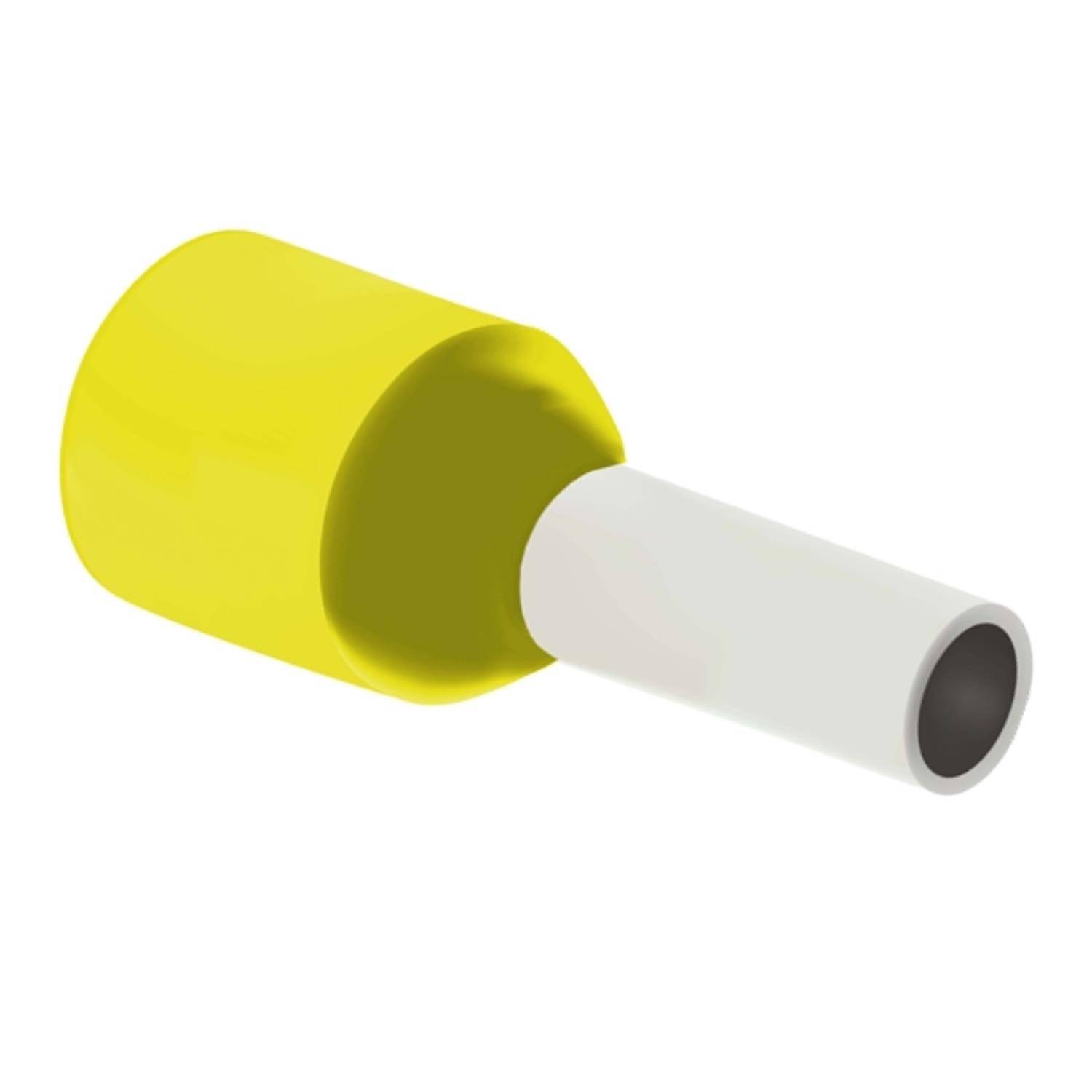 Eine gelbe Plastikkappe mit einem weißen zylindrischen Objekt, das eine Kappe-und-Stöpsel-Konfiguration ähnelt.