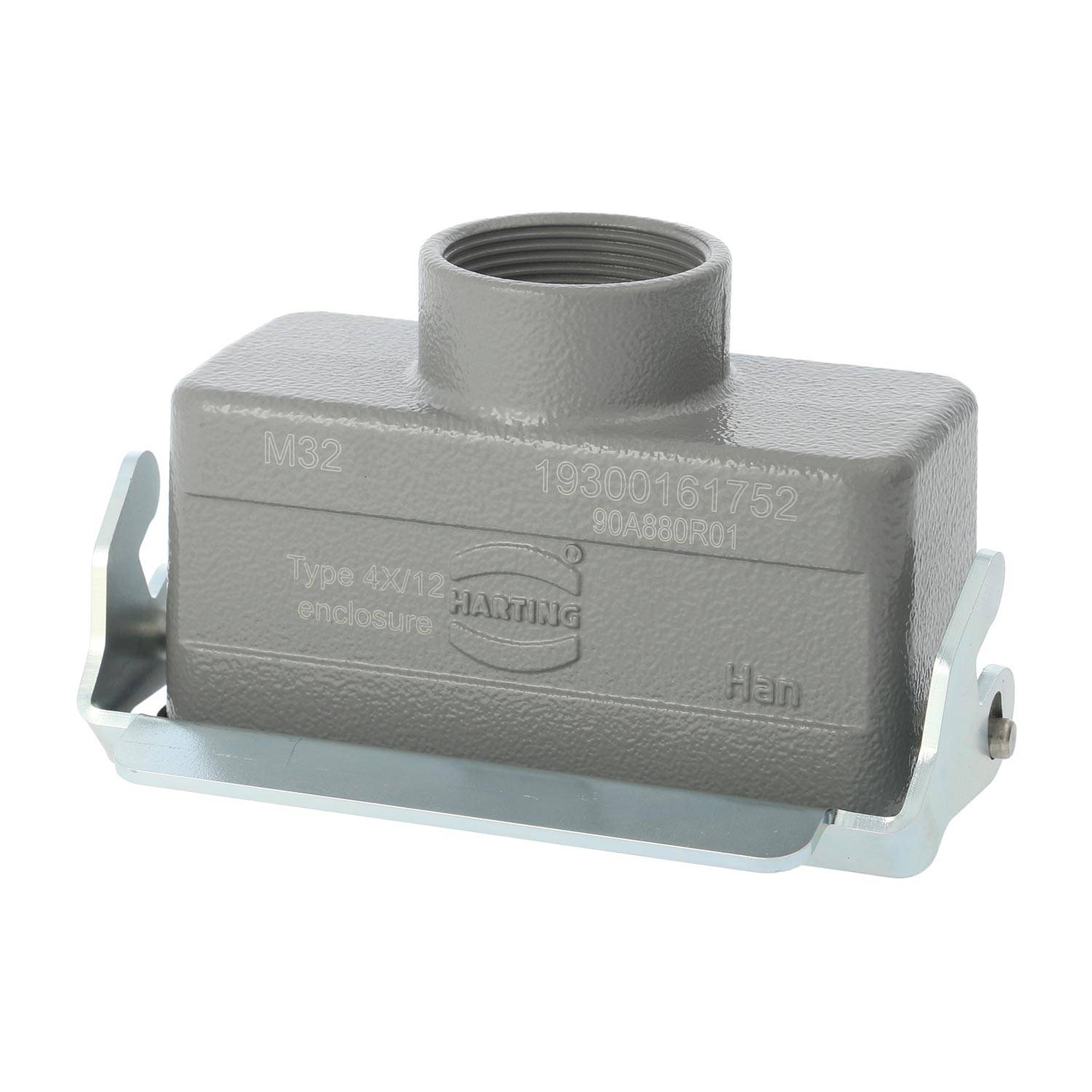 04300161750 HARTING Han 16B Kupplungsgehäuse niedrig, 1xPG21 gerader Kabelabgang, mit 1 Längsbügel Verschraubung PG21