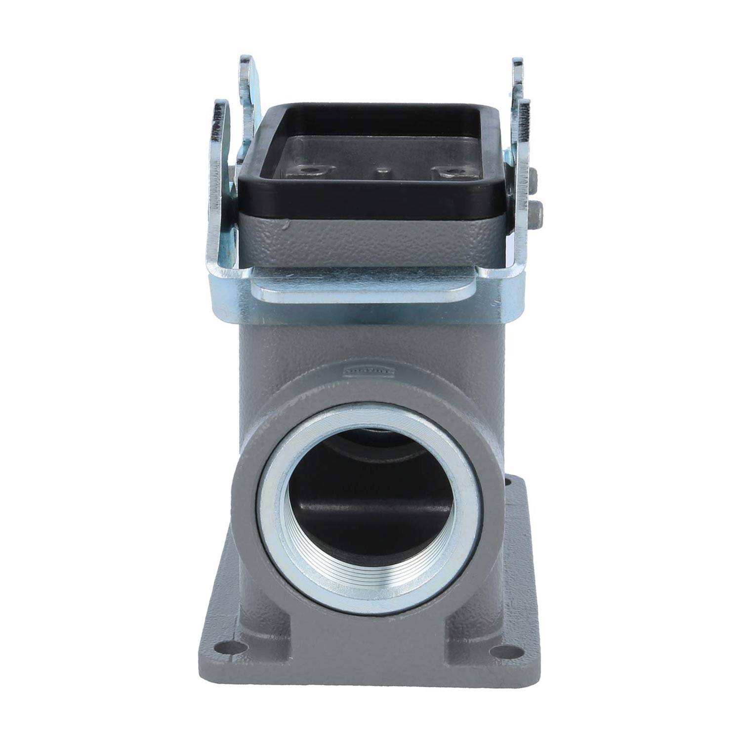 04301100232 HARTING Han 10B Sockelgehäuse hoch, 1xPG21 seitlicher Kabelabgang, mit 2 Querbügeln Verschraubung PG21