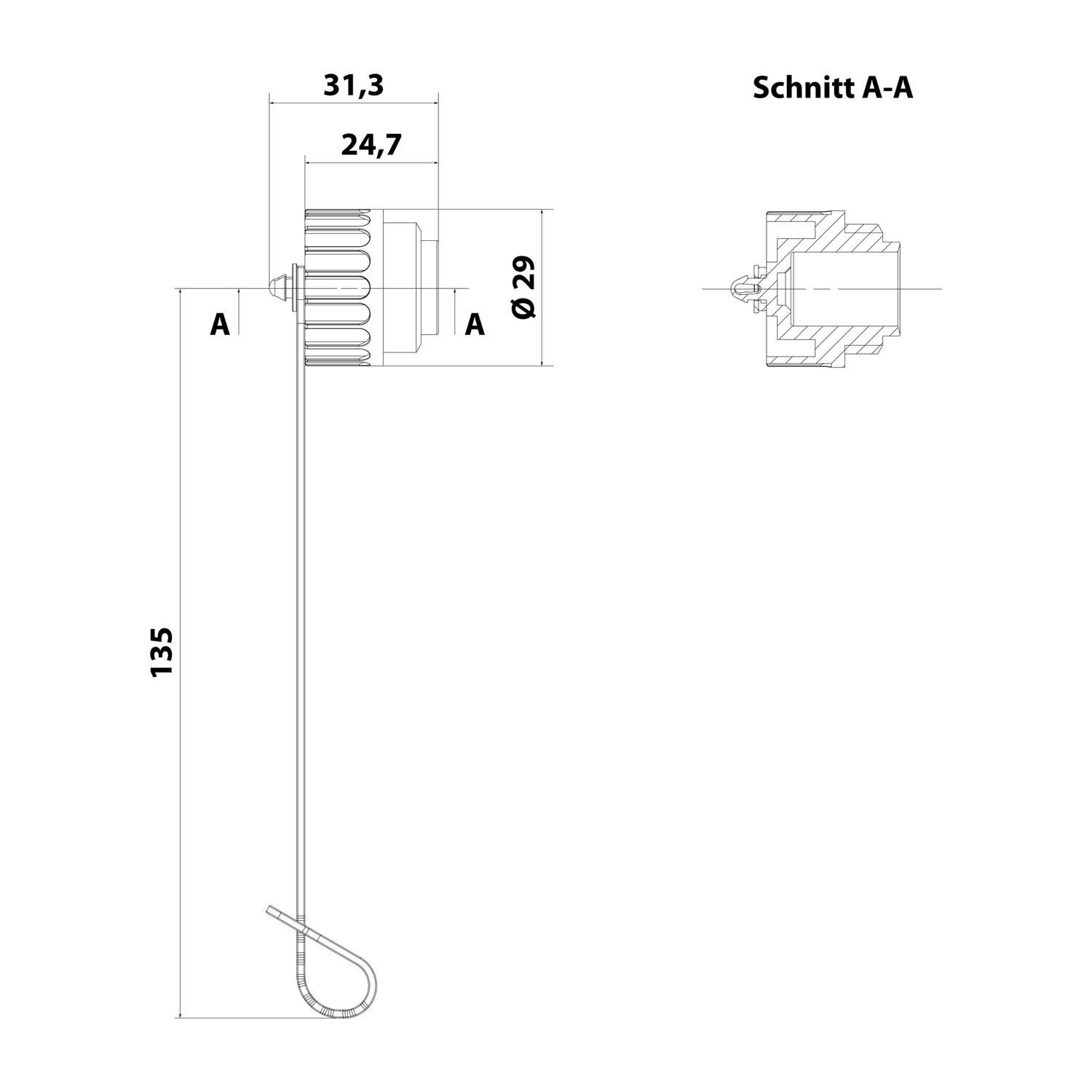 C01600V00001012 Amphenol RD24-SKB 102 Schutzkappe für Kabelsteckverbinder Buchse Verliersicherung mit großer Schlaufe