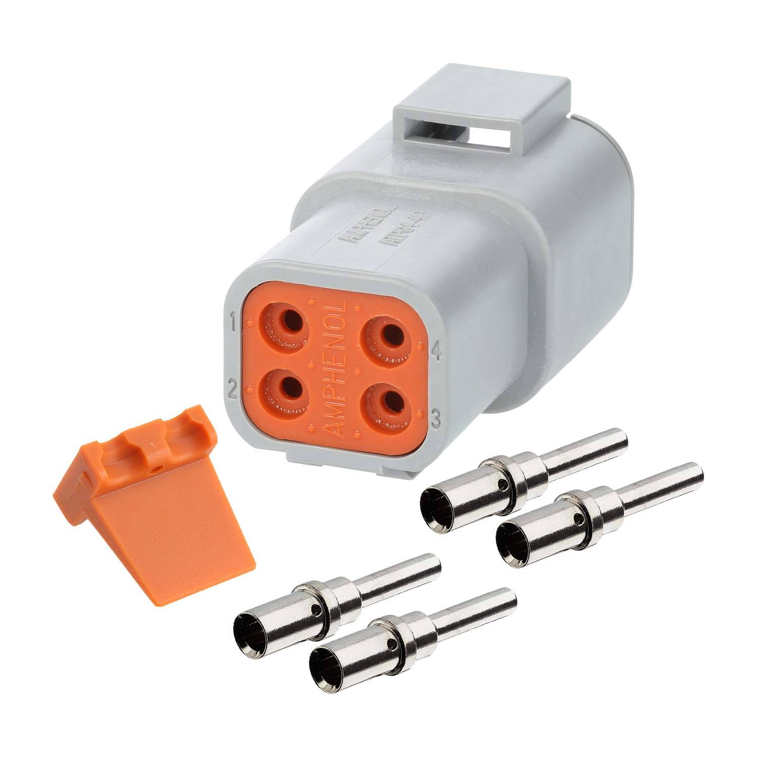 ATP04-4P-KIT01 Amphenol AS-4SM 114 SET-Kabelstecker ATP-Serie Stift, 4-polig, Crimpanschluss Isolationsdurchmesser
