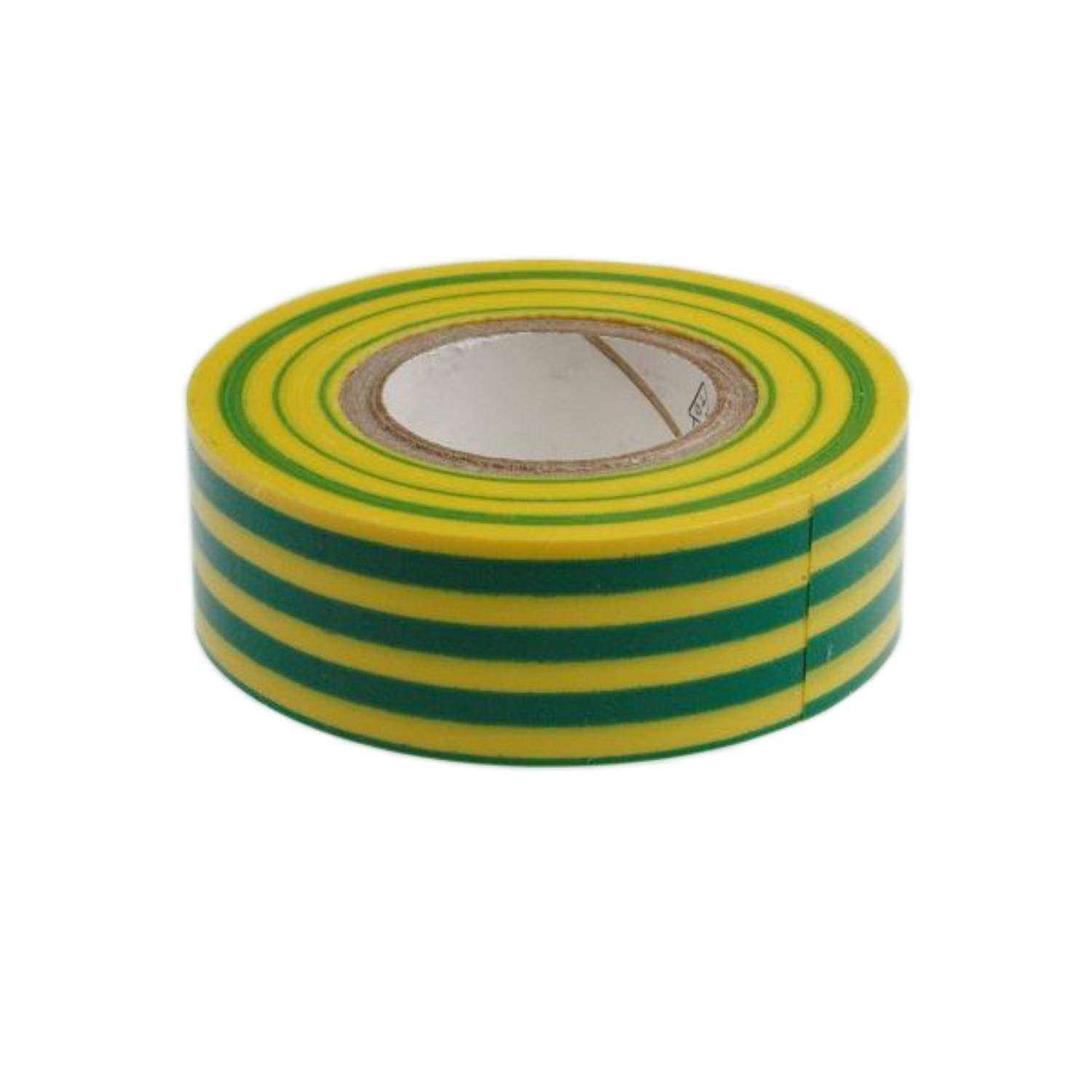 Eine grün und gelb gestreifte Rolle Klebeband.