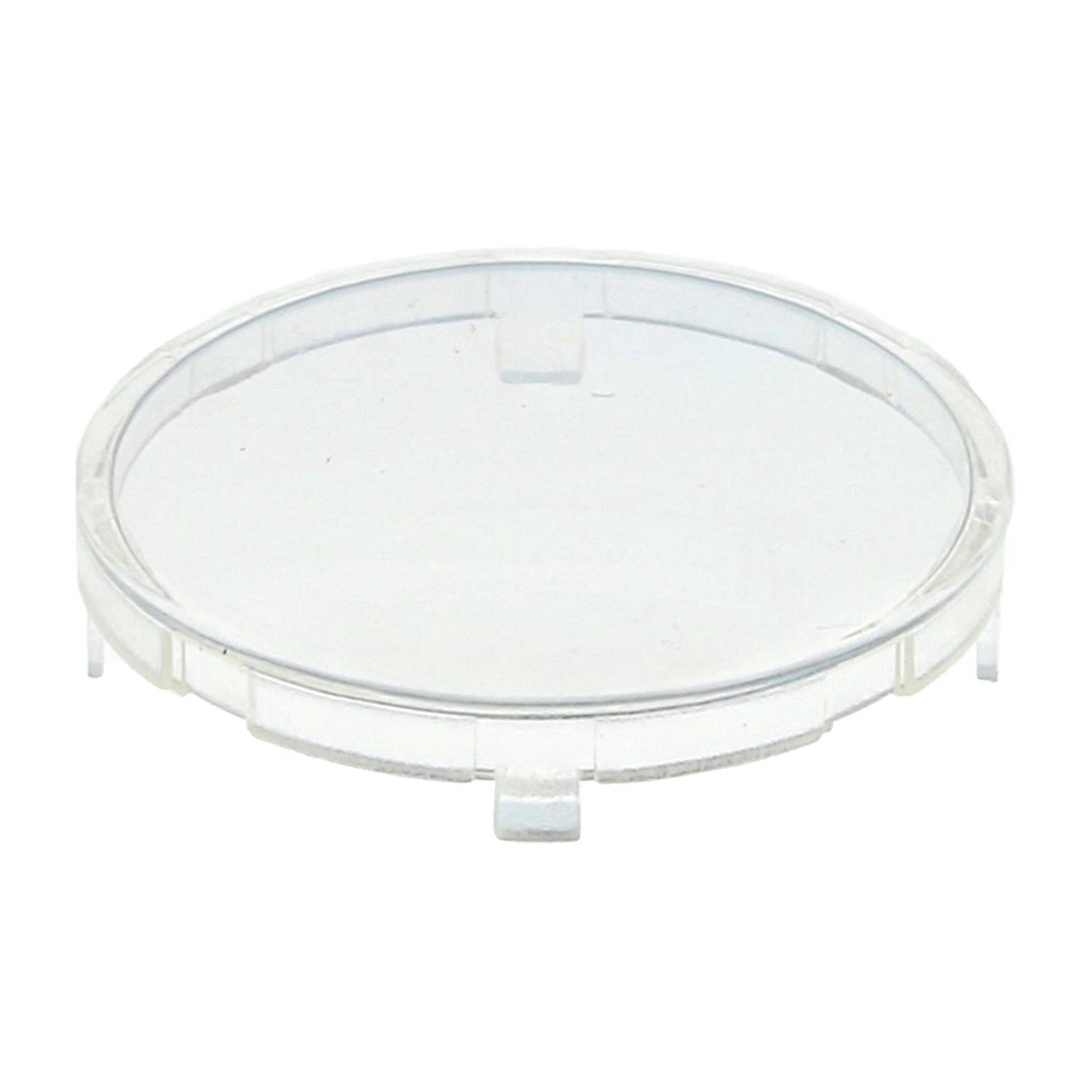 Eine transparente Petrischale aus Kunststoff, leer, von oben betrachtet, die in Laboratorien zum Züchten von Kulturen oder zum Aufbewahren kleiner Proben verwendet wird.