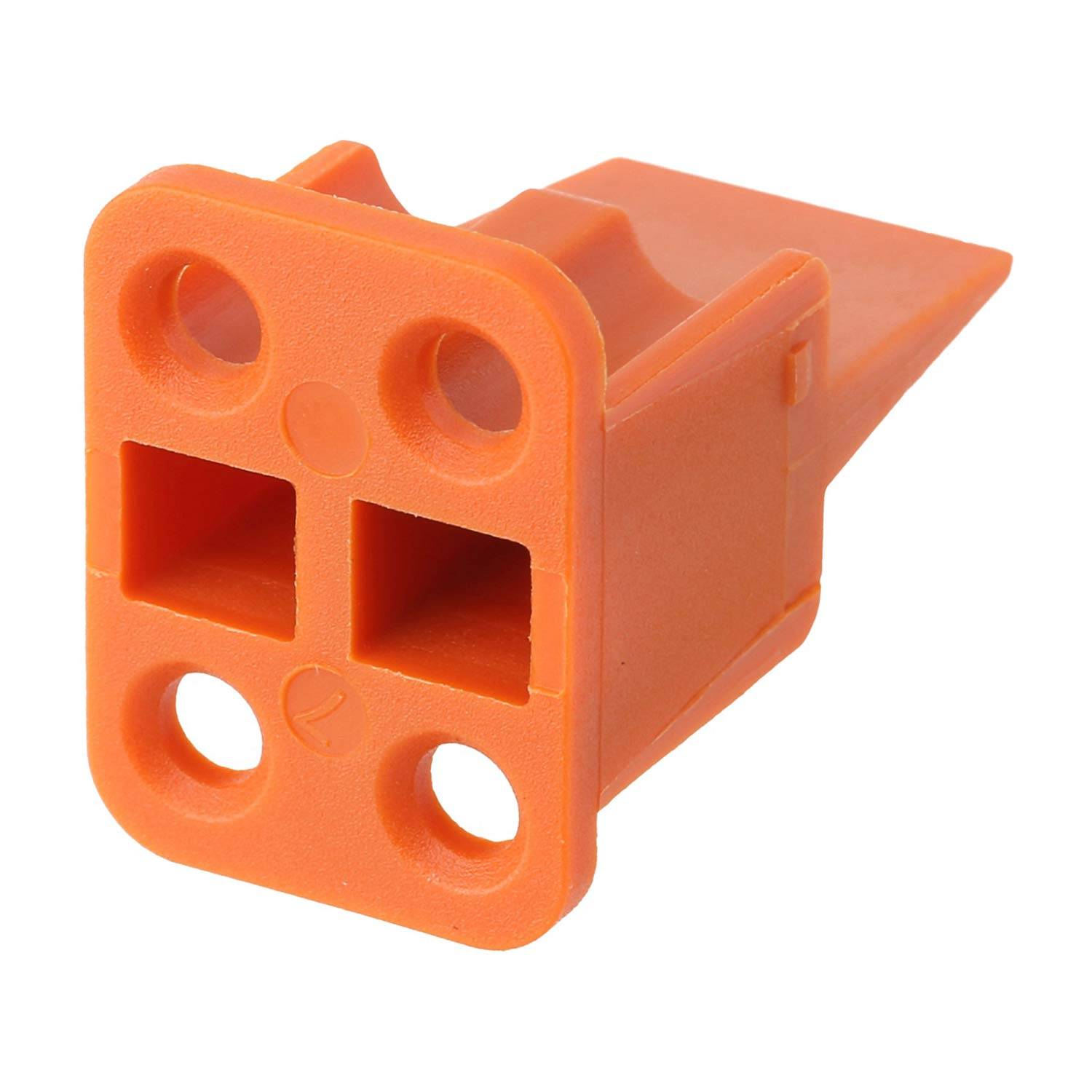 Oranger Kunststoff-Wanddübel zum sicheren Befestigen, mit vier Löchern für Schrauben, entwickelt zum zuverlässigen Verankern von Gegenständen an Wänden.