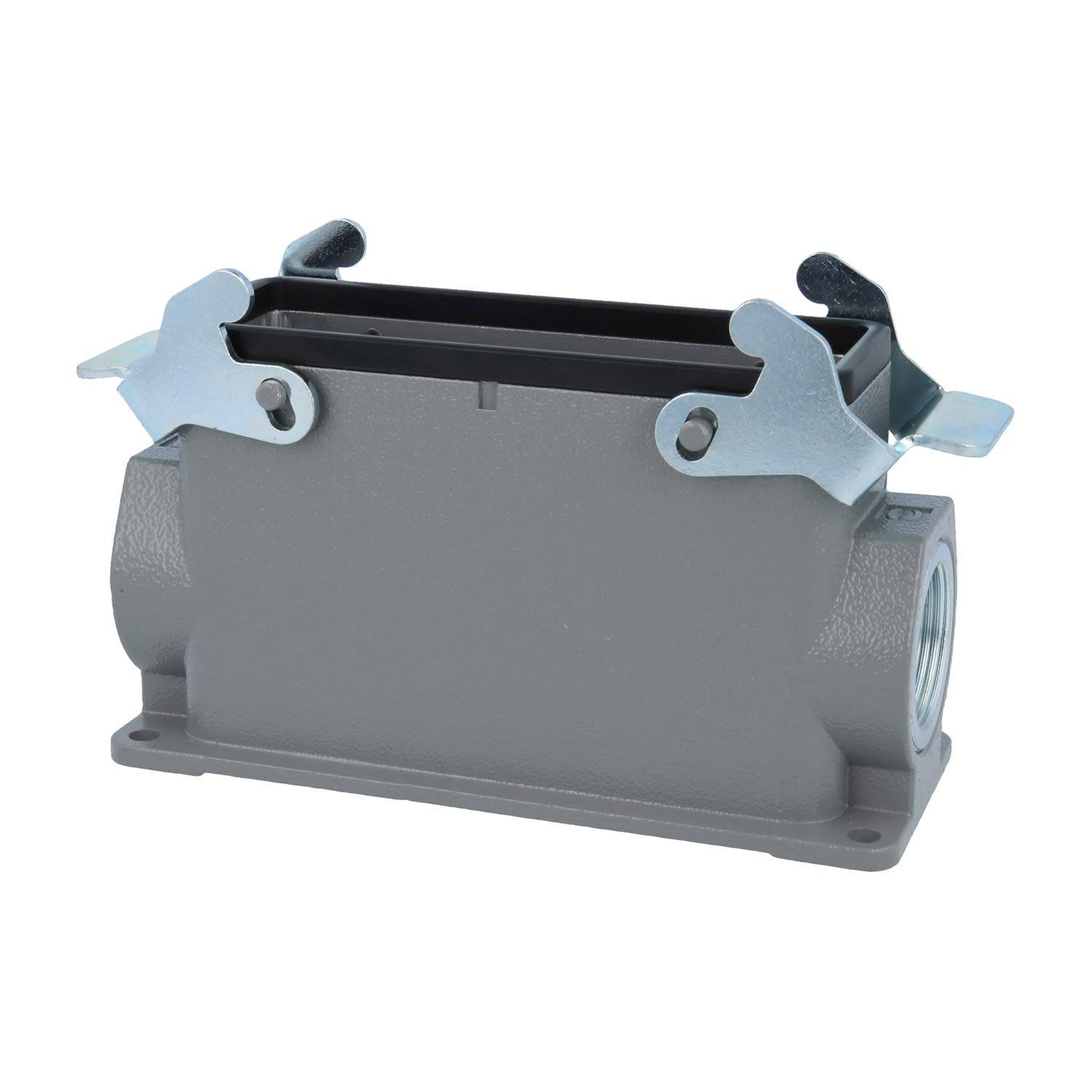 04300240270 HARTING Han 24B Sockelgehäuse hoch, 2xPG21 seitlicher Kabelabgang, mit 2 Querbügeln Verschraubung PG21