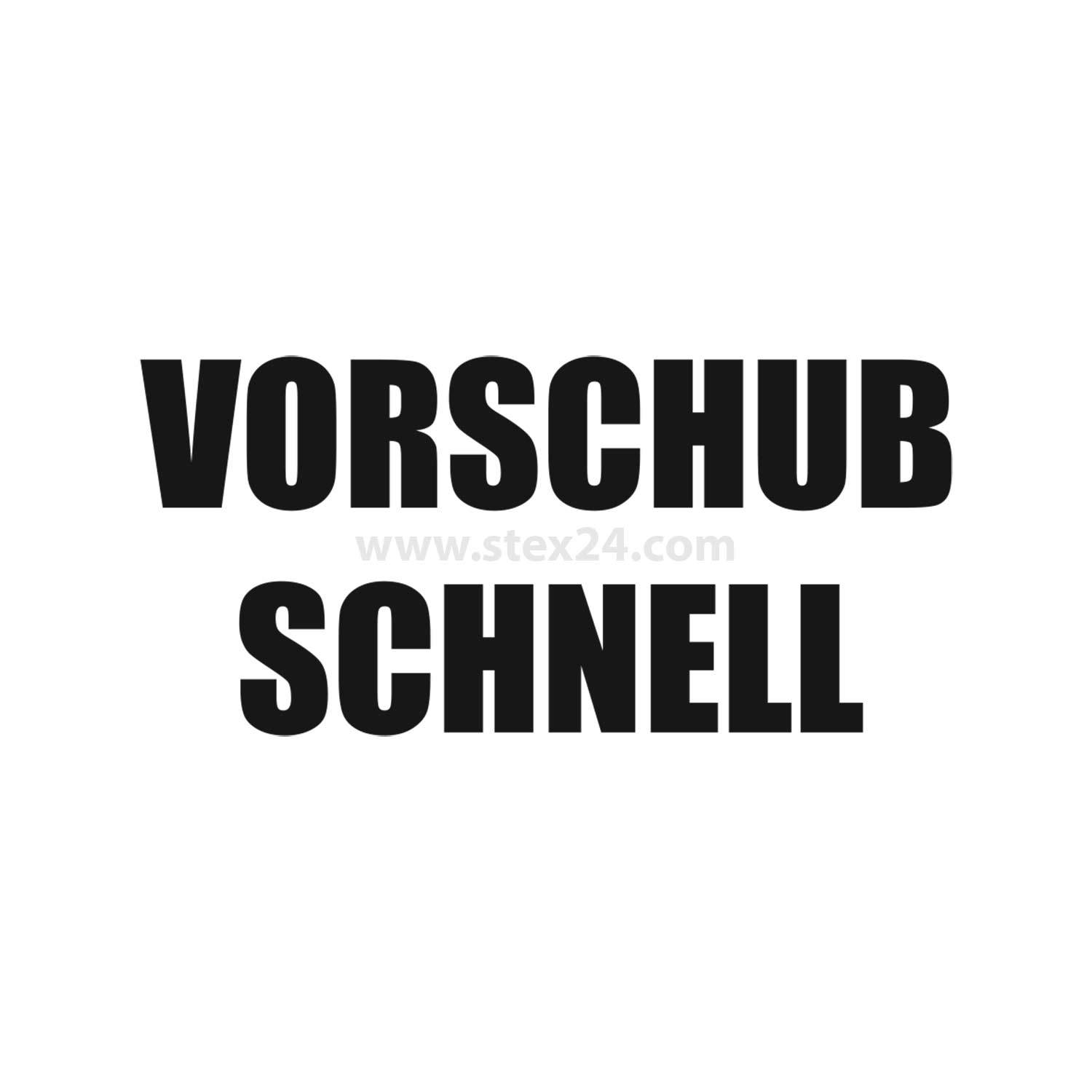 Vorschub schnell' in fettgedruckten schwarzen Buchstaben auf weißem Hintergrund.
