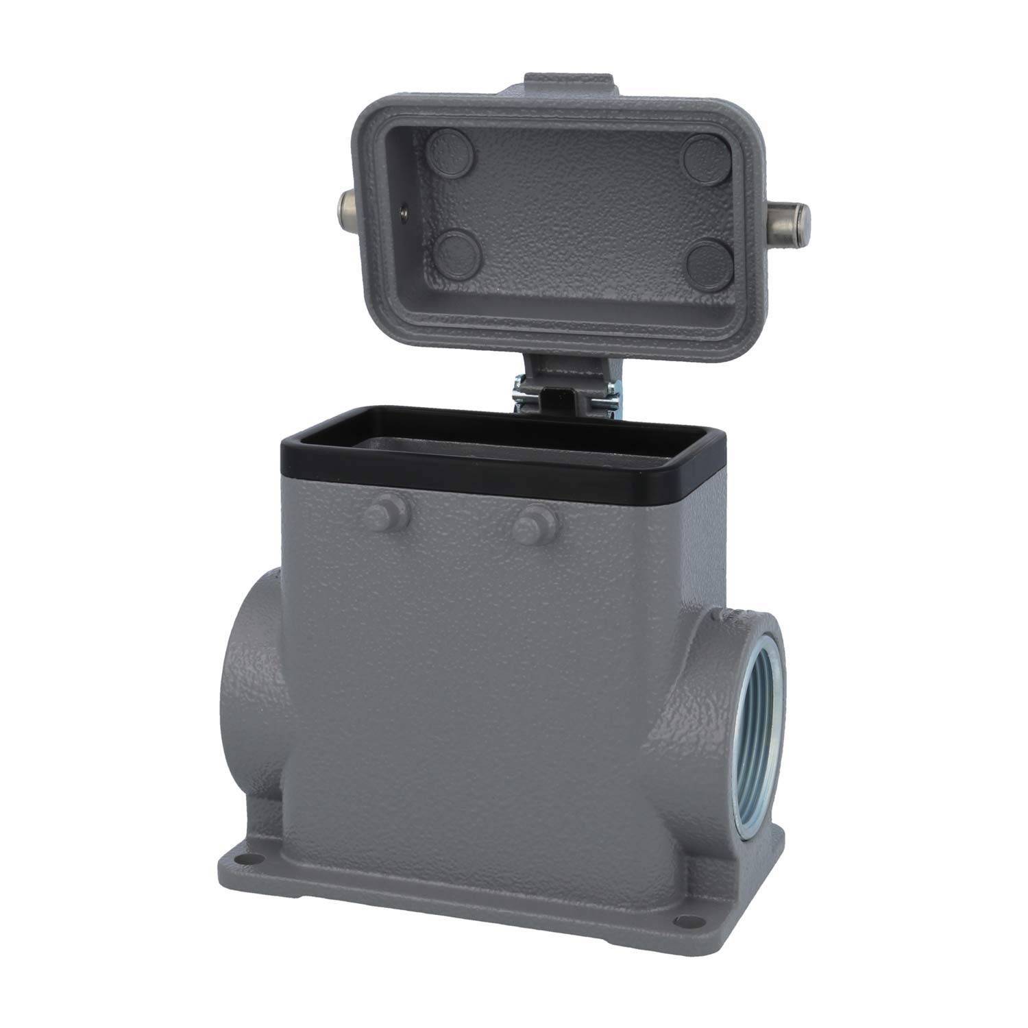 05300102262 HARTING Han 10B Sockelgehäuse hoch, 2xM32 seitlicher Kabelabgang, für 2 Bügel (am Oberteil) mit Schutzkappe