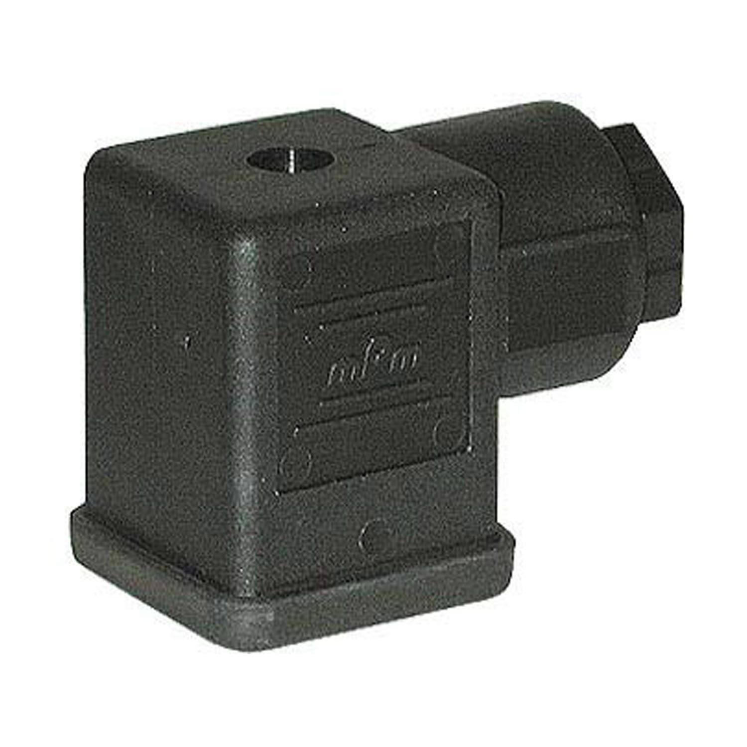 Aventics Magnetventil-Anschlussgehäuse, schwarz, rechteckige Form, mit sichtbarer Schraubloch oben für sichere Befestigung.