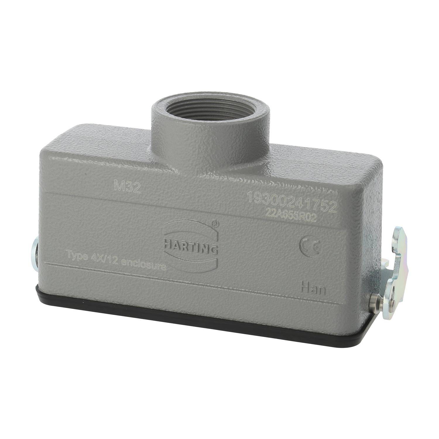 04300241751 HARTING Han 24B Kupplungsgehäuse niedrig, 1xPG29 gerader Kabelabgang, mit 1 Längsbügel Verschraubung PG29