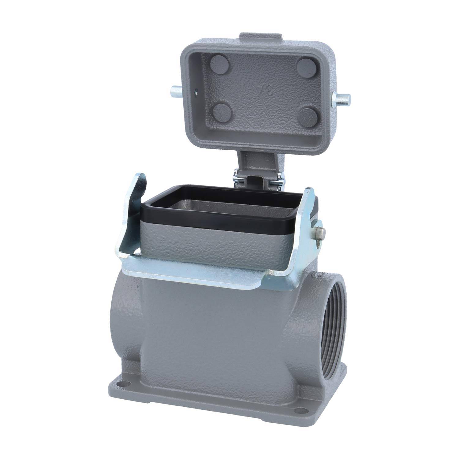 04300062298 HARTING Han 6B Sockelgehäuse hoch, 2xPG29 seitlicher Kabelabgang, mit 1 Längsbügel mit Schutzkappe Metall -